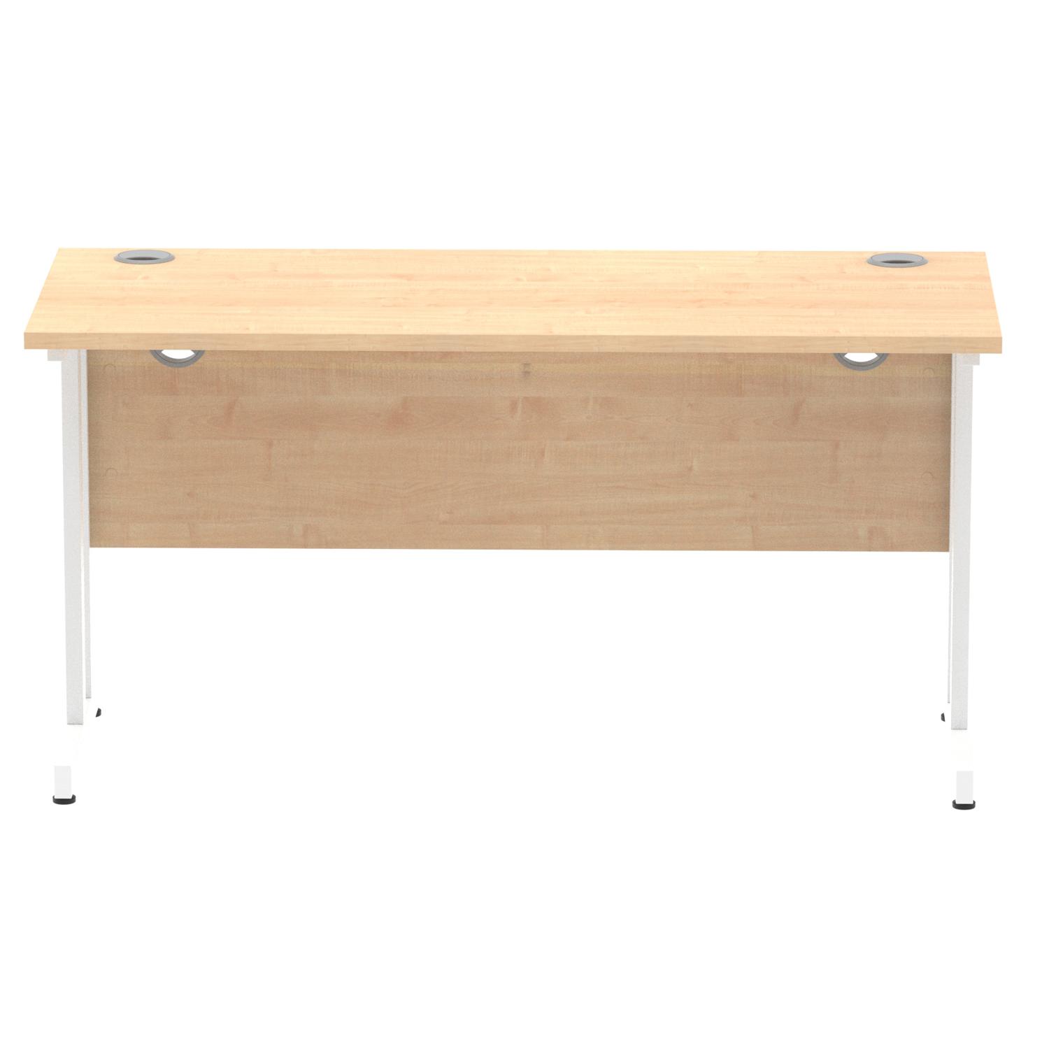 Impulse 1400 x 600mm Straight Office Desk Maple Top White Cantilever Leg