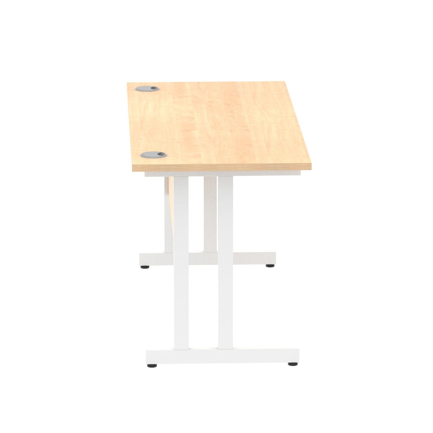 Impulse 1400 x 600mm Straight Office Desk Maple Top White Cantilever Leg
