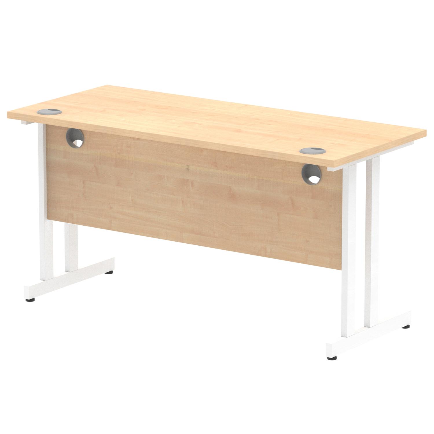 Impulse 1400 x 600mm Straight Office Desk Maple Top White Cantilever Leg