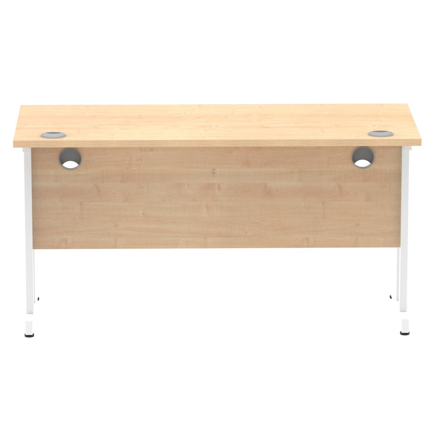 Impulse 1400 x 600mm Straight Office Desk Maple Top White Cantilever Leg