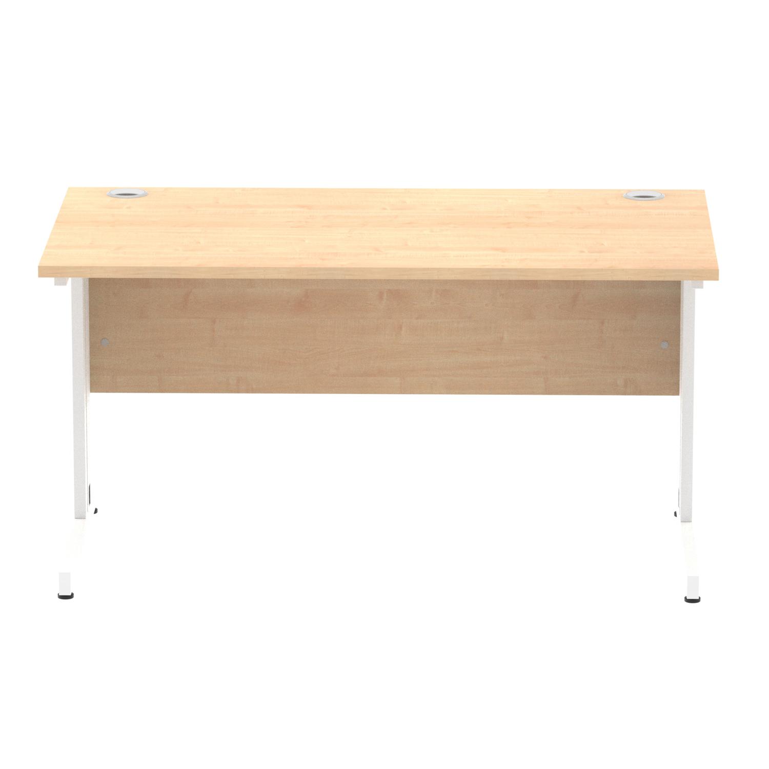 Impulse 1400 x 800mm Straight Office Desk Maple Top White Cable Managed Leg