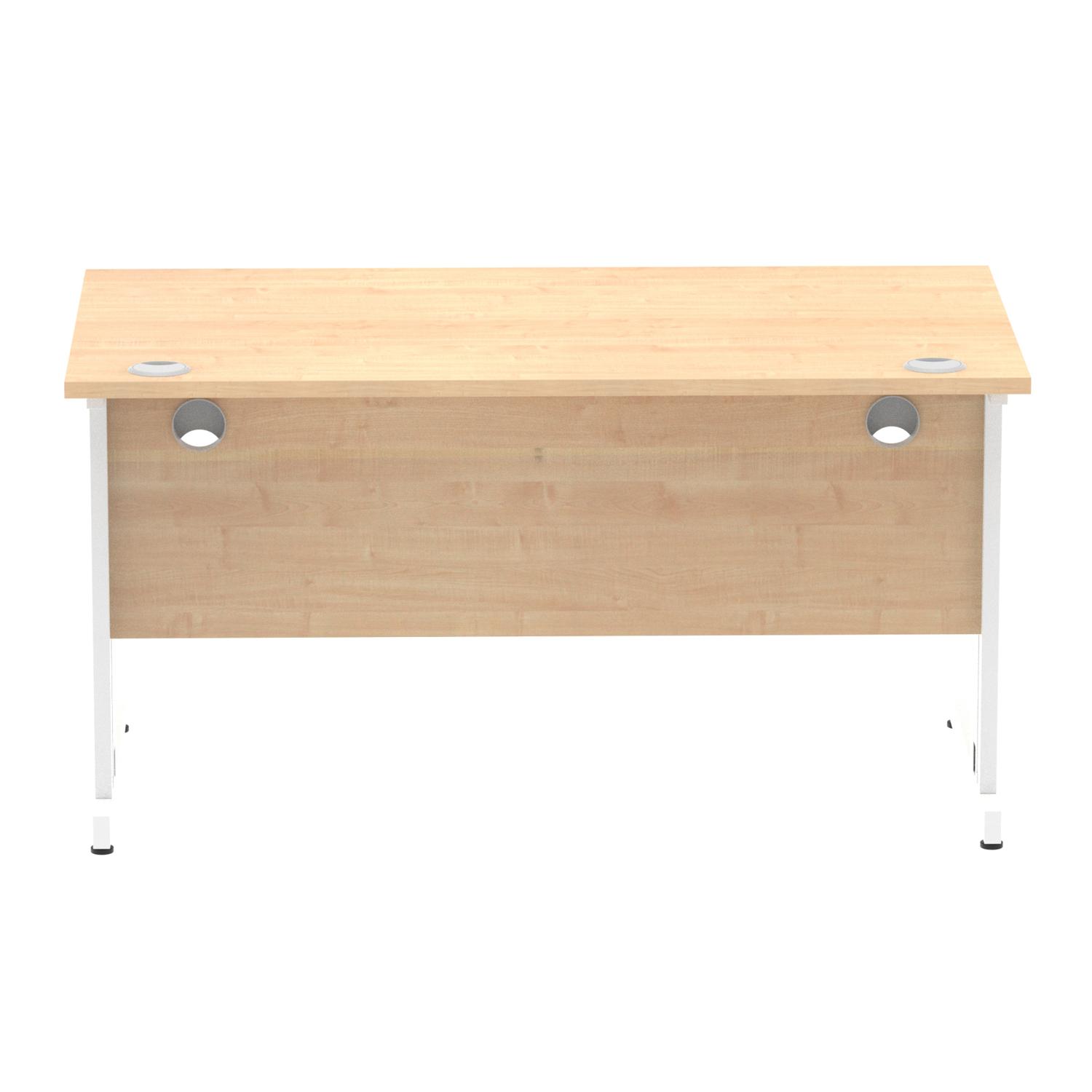 Impulse 1400 x 800mm Straight Office Desk Maple Top White Cable Managed Leg