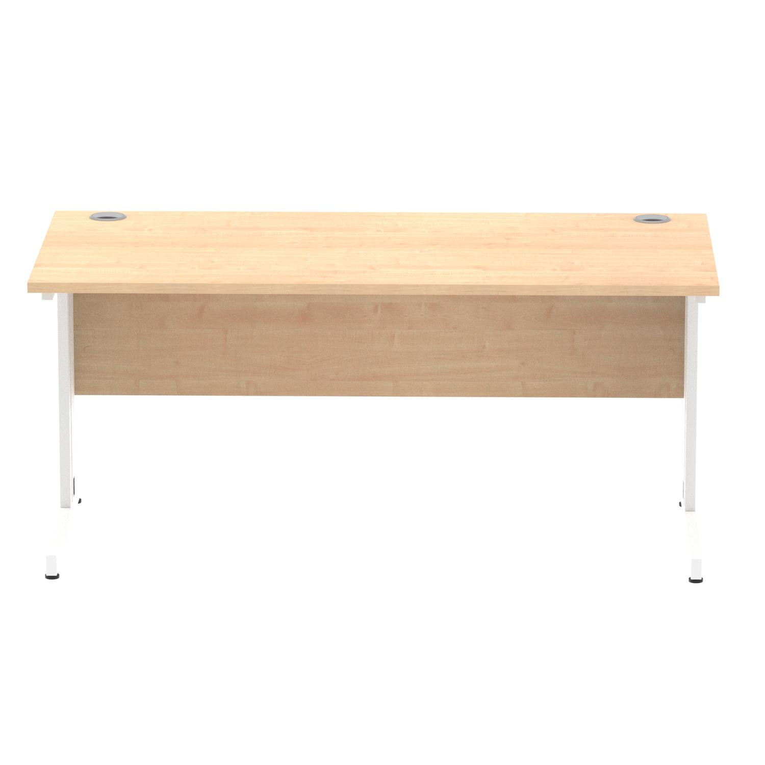 Impulse 1600 x 800mm Straight Office Desk Maple Top White Cable Managed Leg