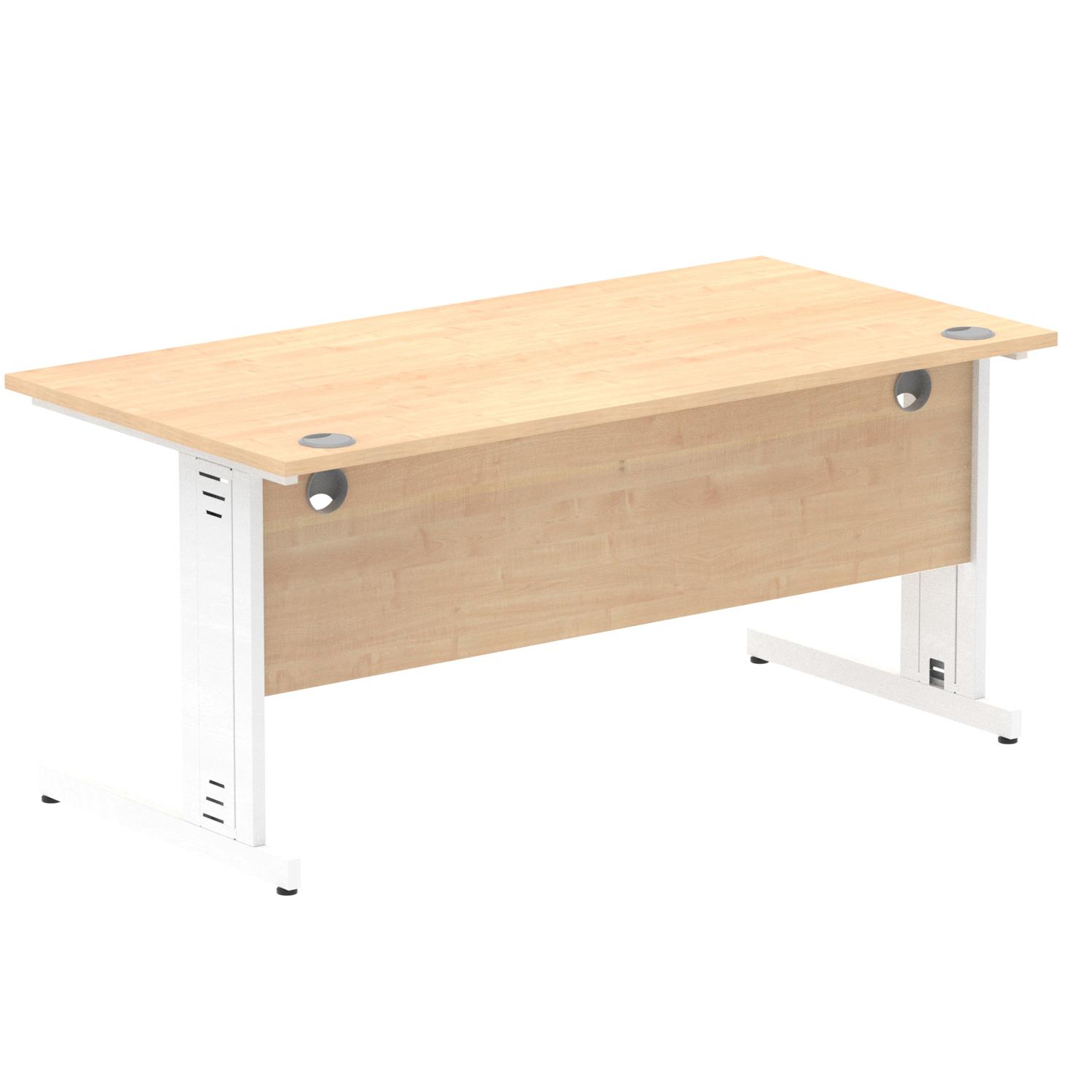Impulse 1600 x 800mm Straight Office Desk Maple Top White Cable Managed Leg