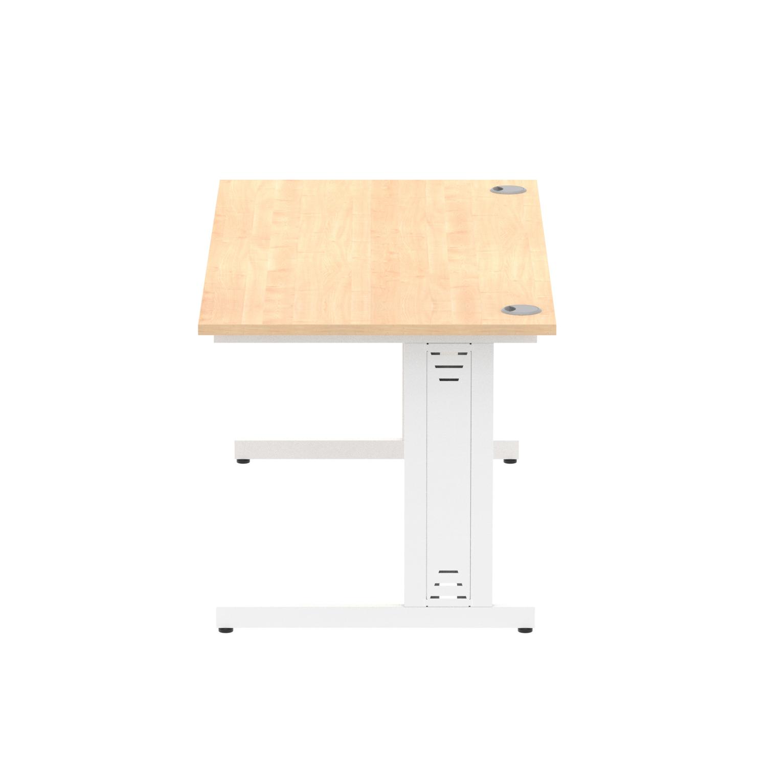 Impulse 1600 x 800mm Straight Office Desk Maple Top White Cable Managed Leg