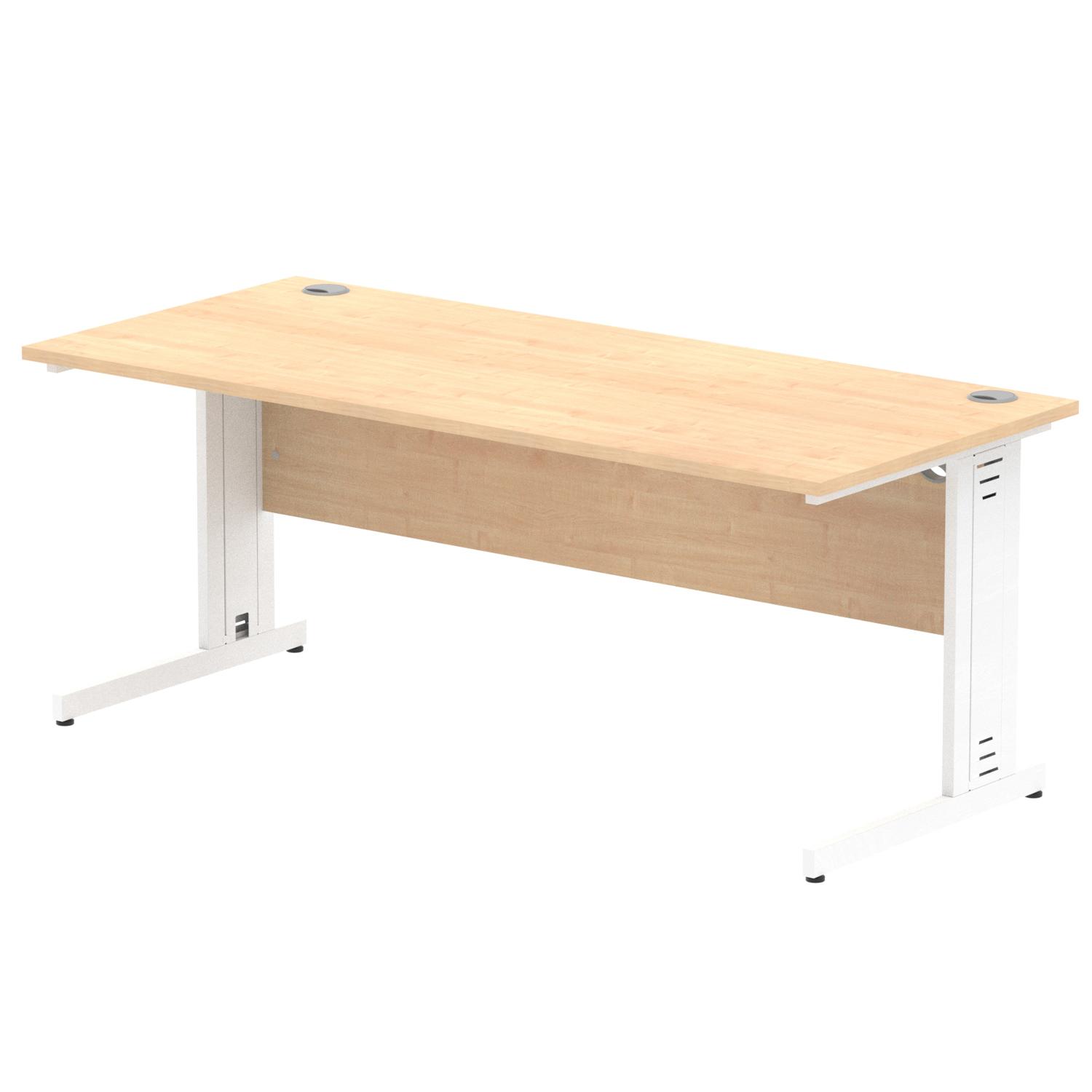 Impulse 1800 x 800mm Straight Office Desk Maple Top White Cable Managed Leg