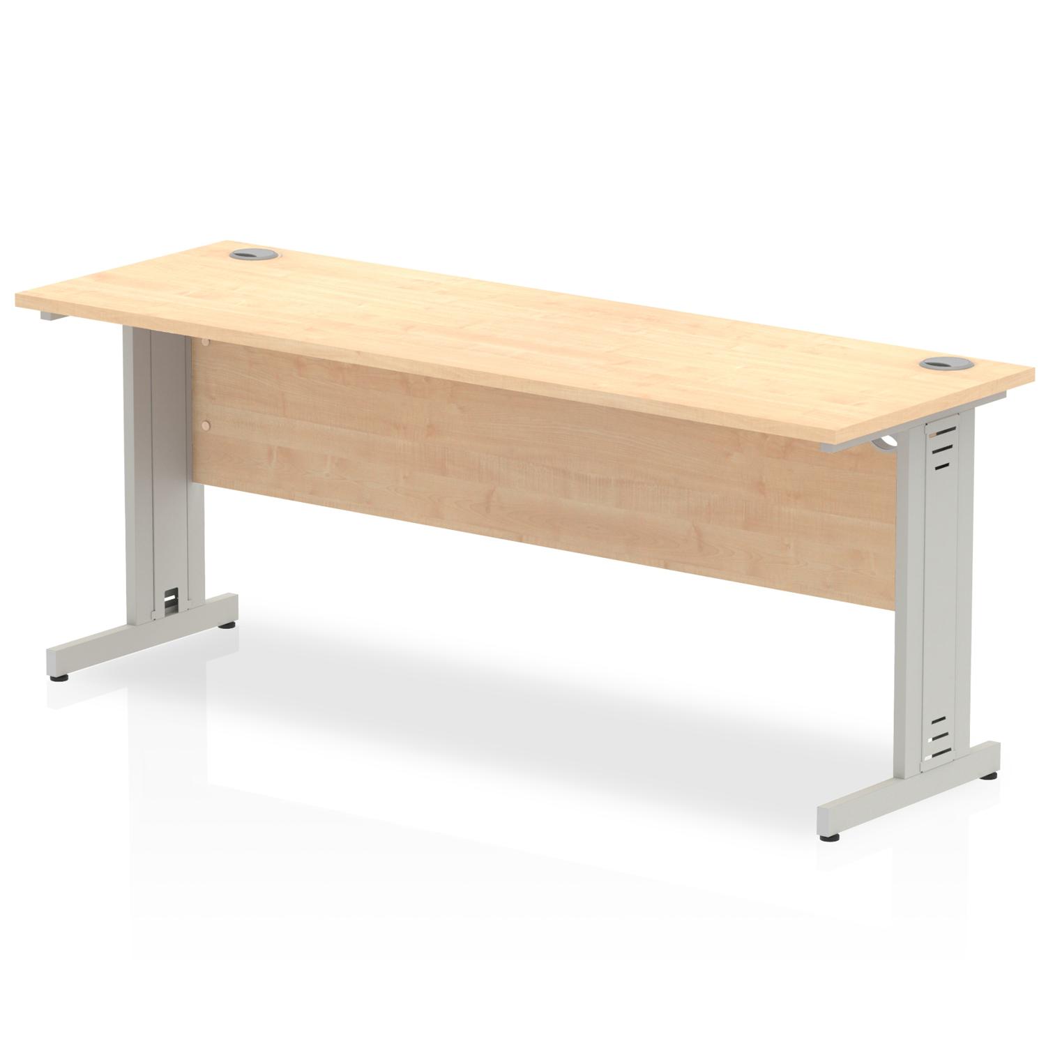 Impulse 1800 x 600mm Straight Office Desk Maple Top Silver Cable Managed Leg