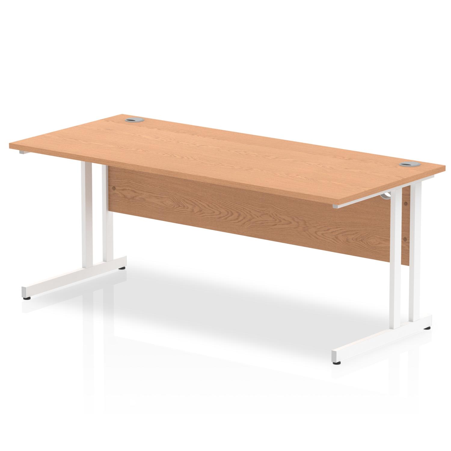 Impulse 1800 x 800mm Straight Office Desk Oak Top White Cantilever Leg