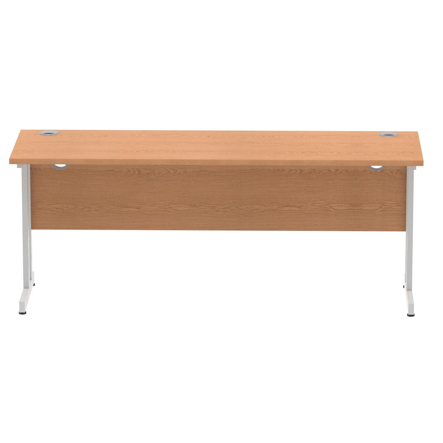 Impulse 1800 x 600mm Straight Office Desk Oak Top Silver Cantilever Leg