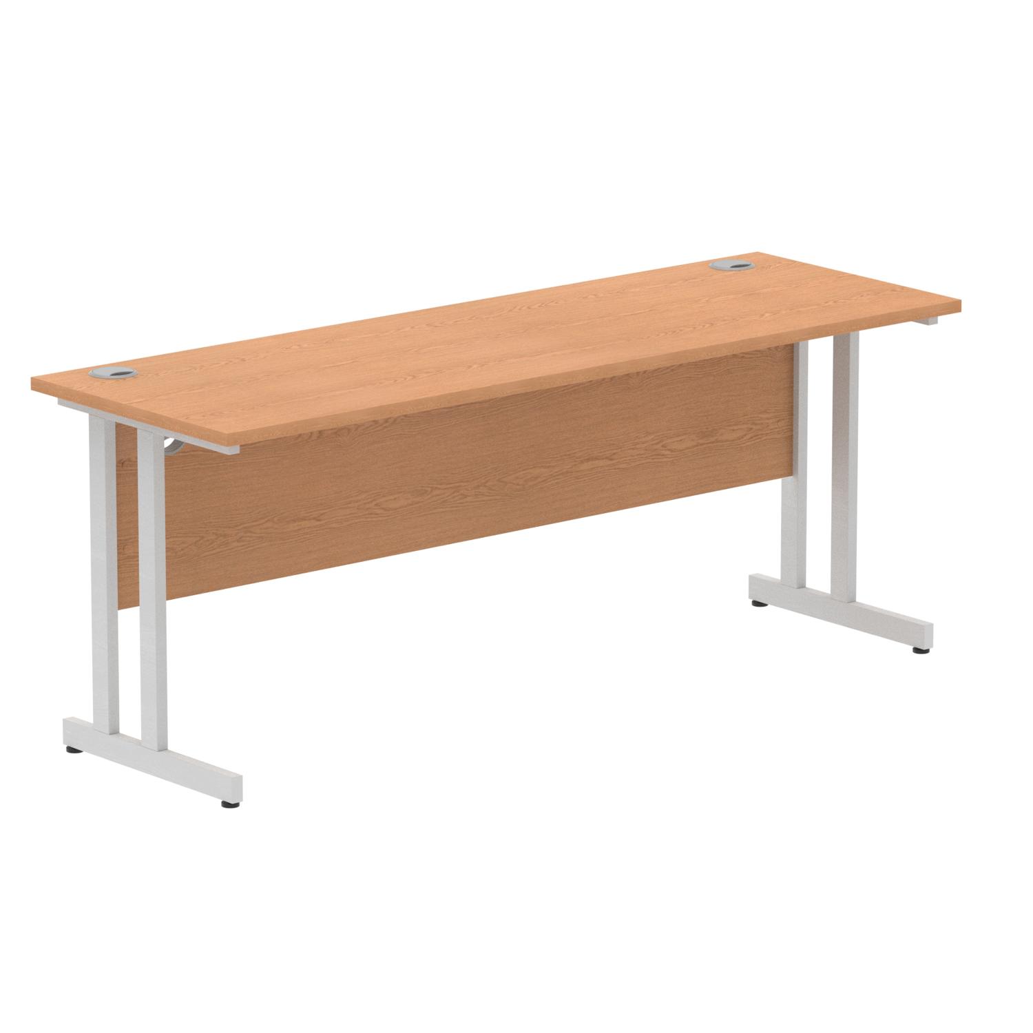 Impulse 1800 x 600mm Straight Office Desk Oak Top Silver Cantilever Leg