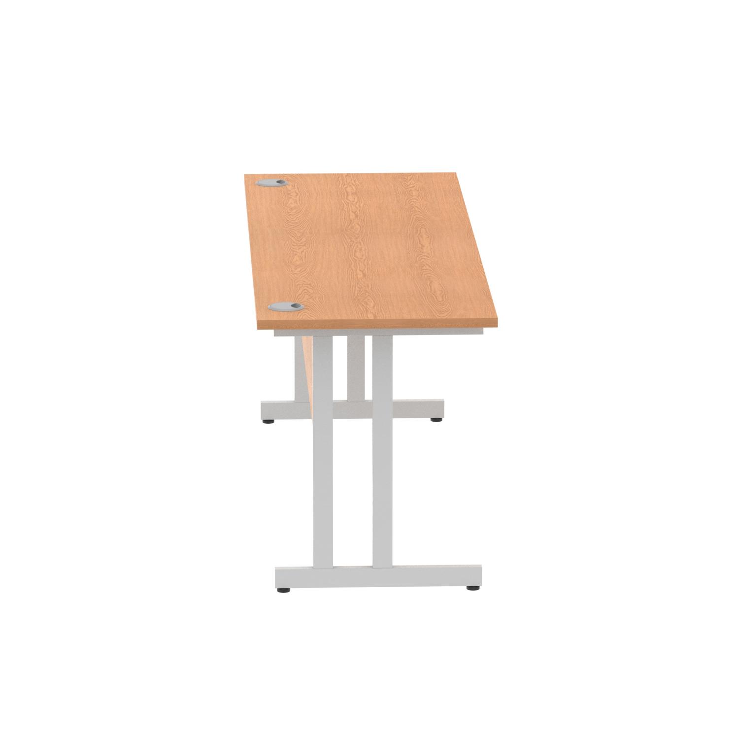 Impulse 1800 x 600mm Straight Office Desk Oak Top Silver Cantilever Leg