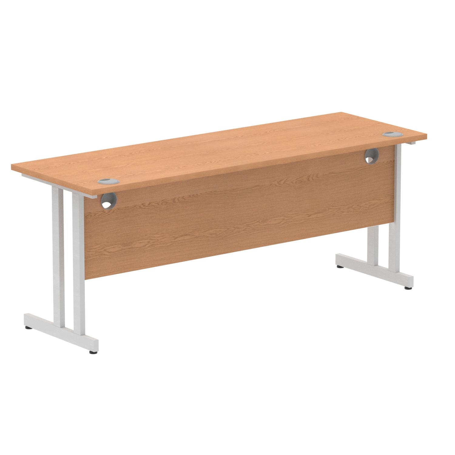 Impulse 1800 x 600mm Straight Office Desk Oak Top Silver Cantilever Leg