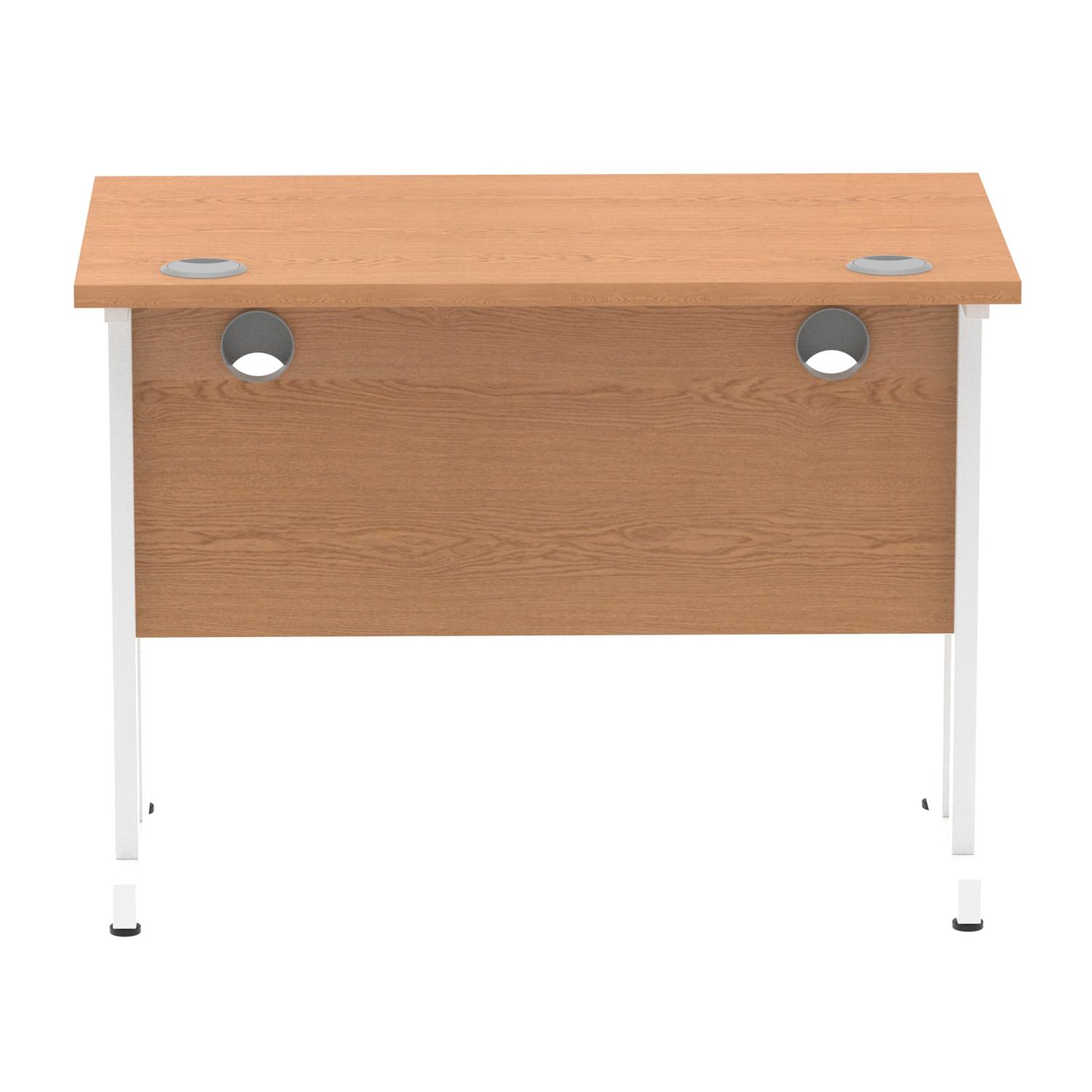 Impulse 1000 x 600mm Straight Office Desk Oak Top White Cantilever Leg