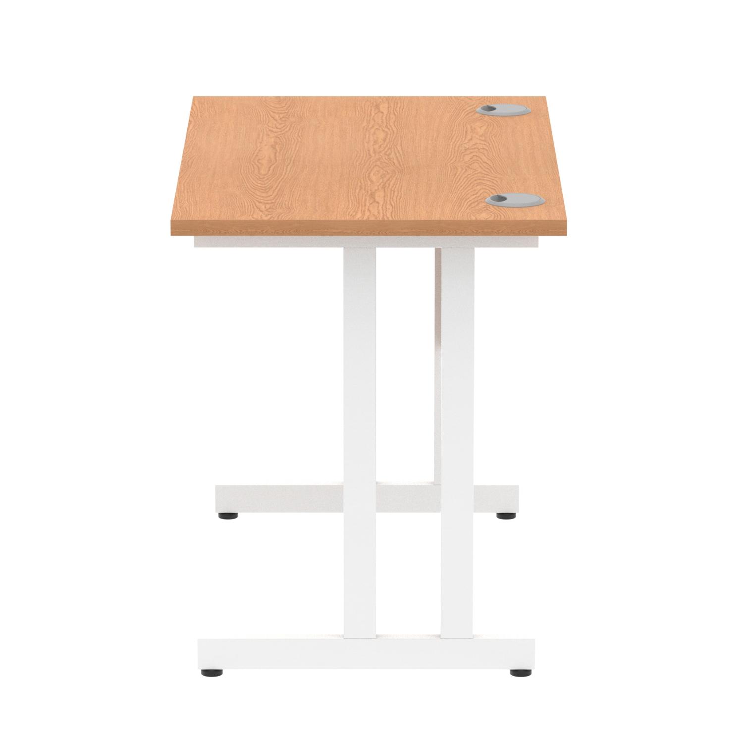 Impulse 1000 x 600mm Straight Office Desk Oak Top White Cantilever Leg
