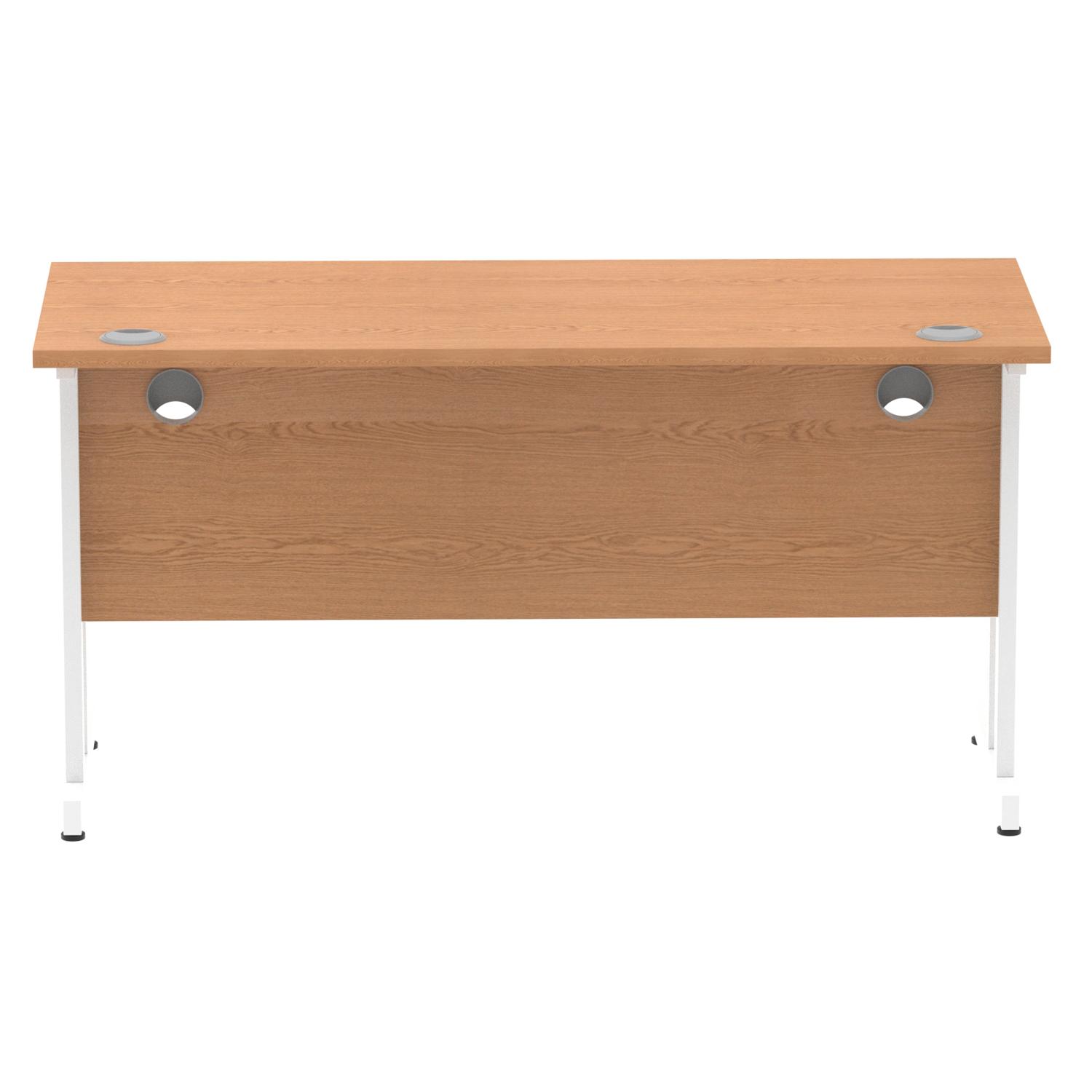 Impulse 1400 x 600mm Straight Office Desk Oak Top White Cantilever Leg