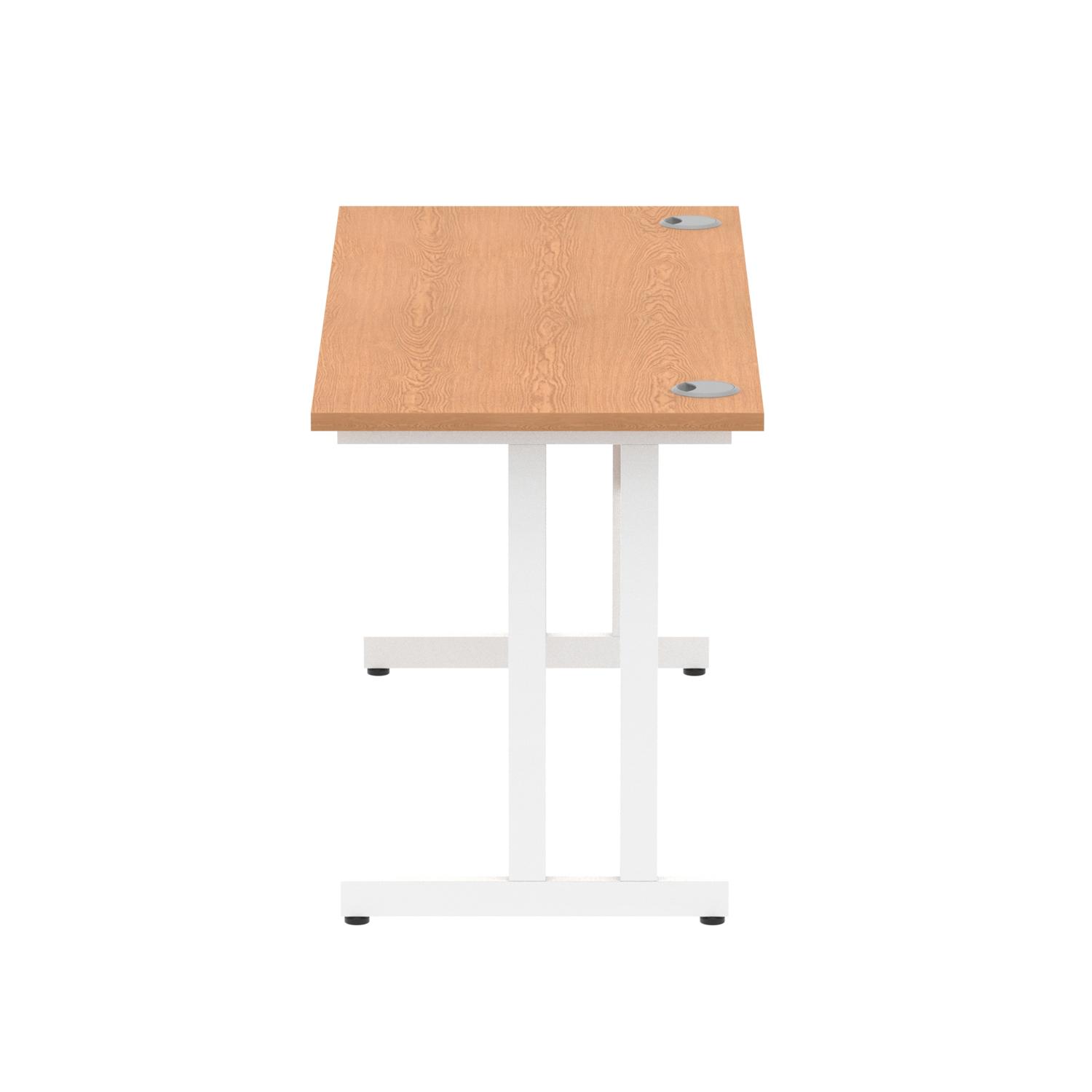 Impulse 1400 x 600mm Straight Office Desk Oak Top White Cantilever Leg