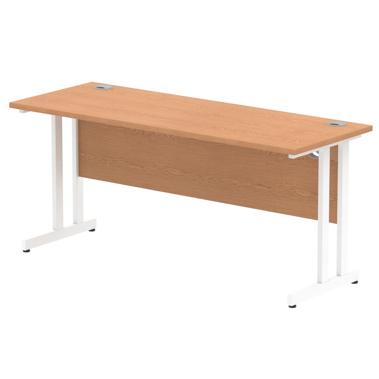 Impulse 1600 x 600mm Straight Office Desk Oak Top White Cantilever Leg