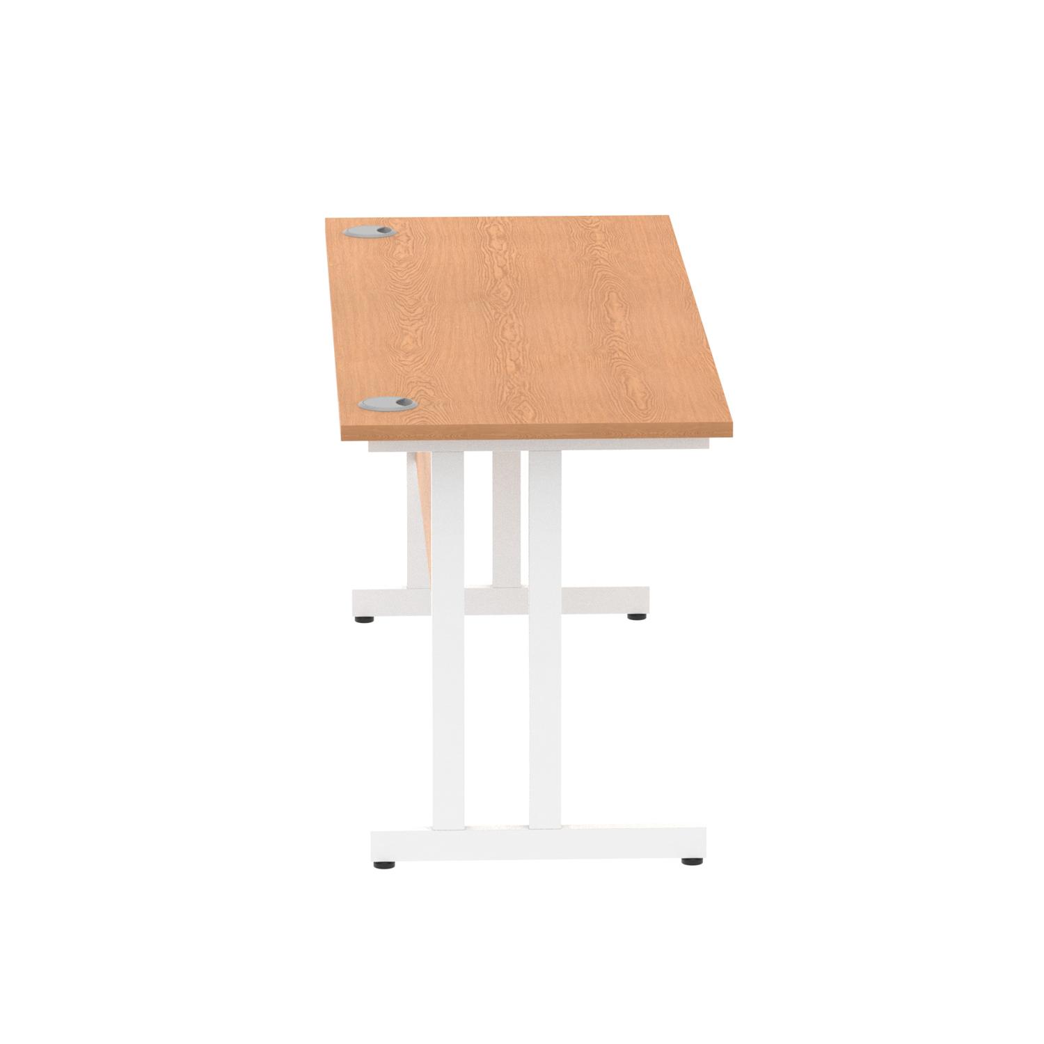 Impulse 1600 x 600mm Straight Office Desk Oak Top White Cantilever Leg