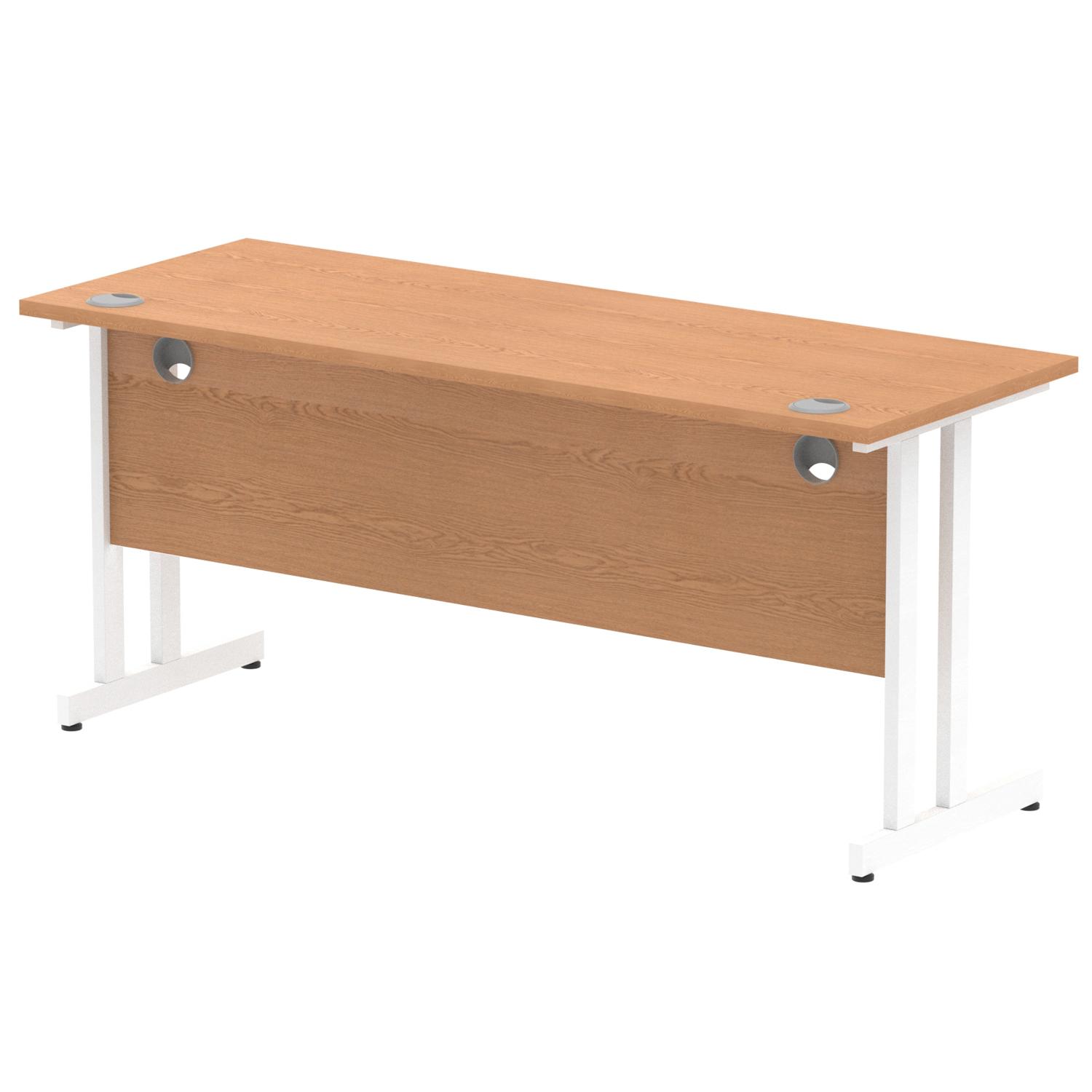 Impulse 1600 x 600mm Straight Office Desk Oak Top White Cantilever Leg