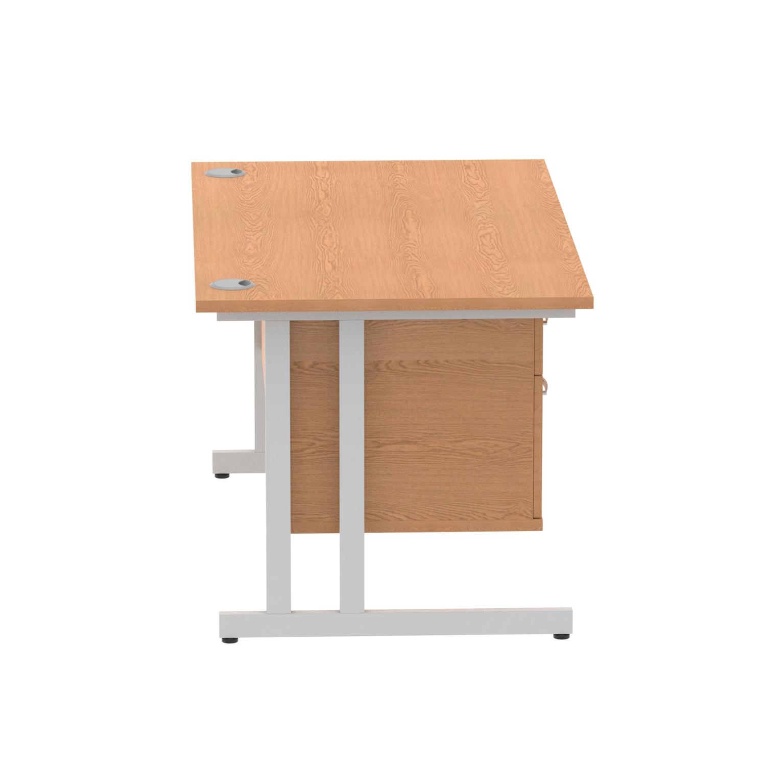 Impulse 1400 x 800mm Straight Office Desk Oak Top Silver Cantilever Leg Workstation 1 x 2 Drawer Fixed Pedestal Impulse 1400 x 800mm Straight Office Desk Oak Top Silver Cantilever Leg Workstation 1 x 2 Drawer Fixed Pedestal