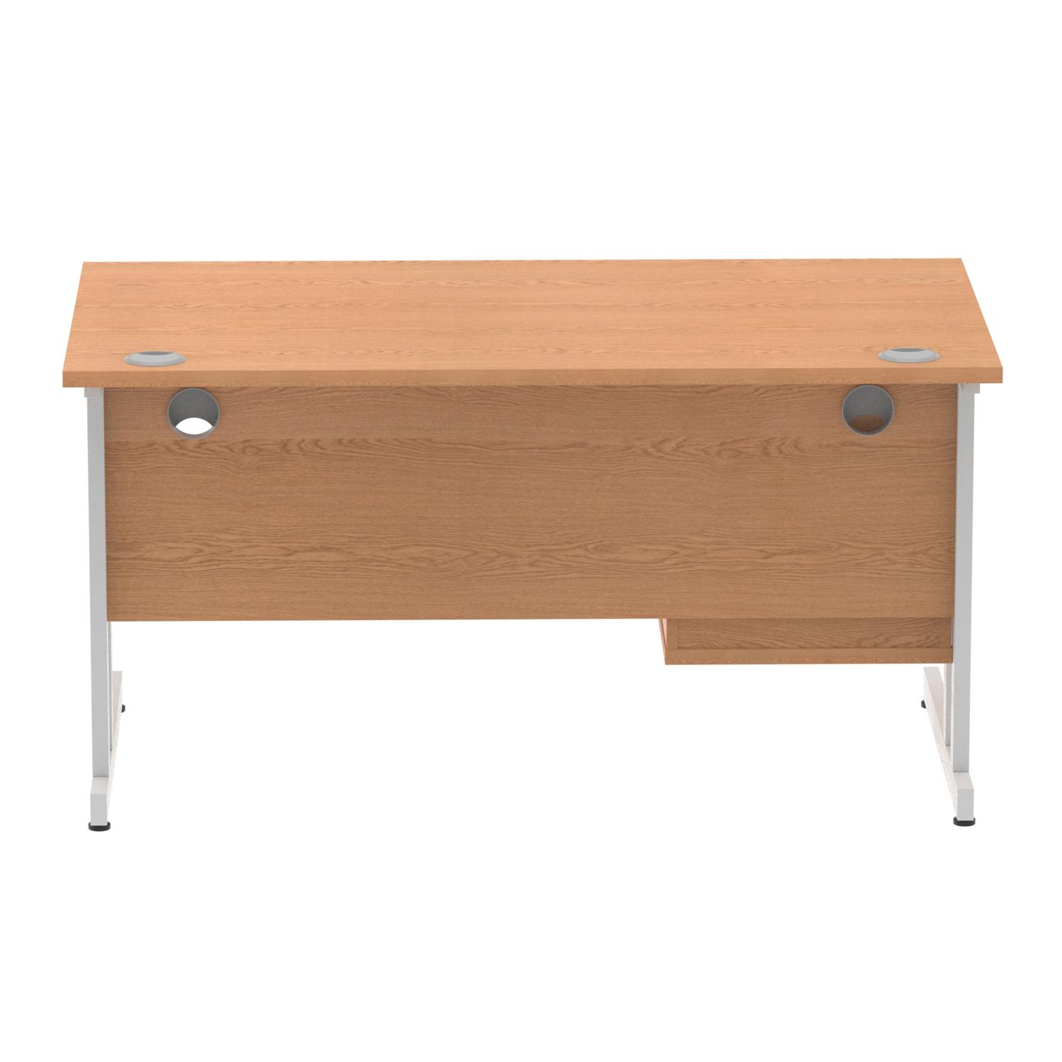 Impulse 1400 x 800mm Straight Office Desk Oak Top Silver Cantilever Leg Workstation 1 x 2 Drawer Fixed Pedestal Impulse 1400 x 800mm Straight Office Desk Oak Top Silver Cantilever Leg Workstation 1 x 2 Drawer Fixed Pedestal