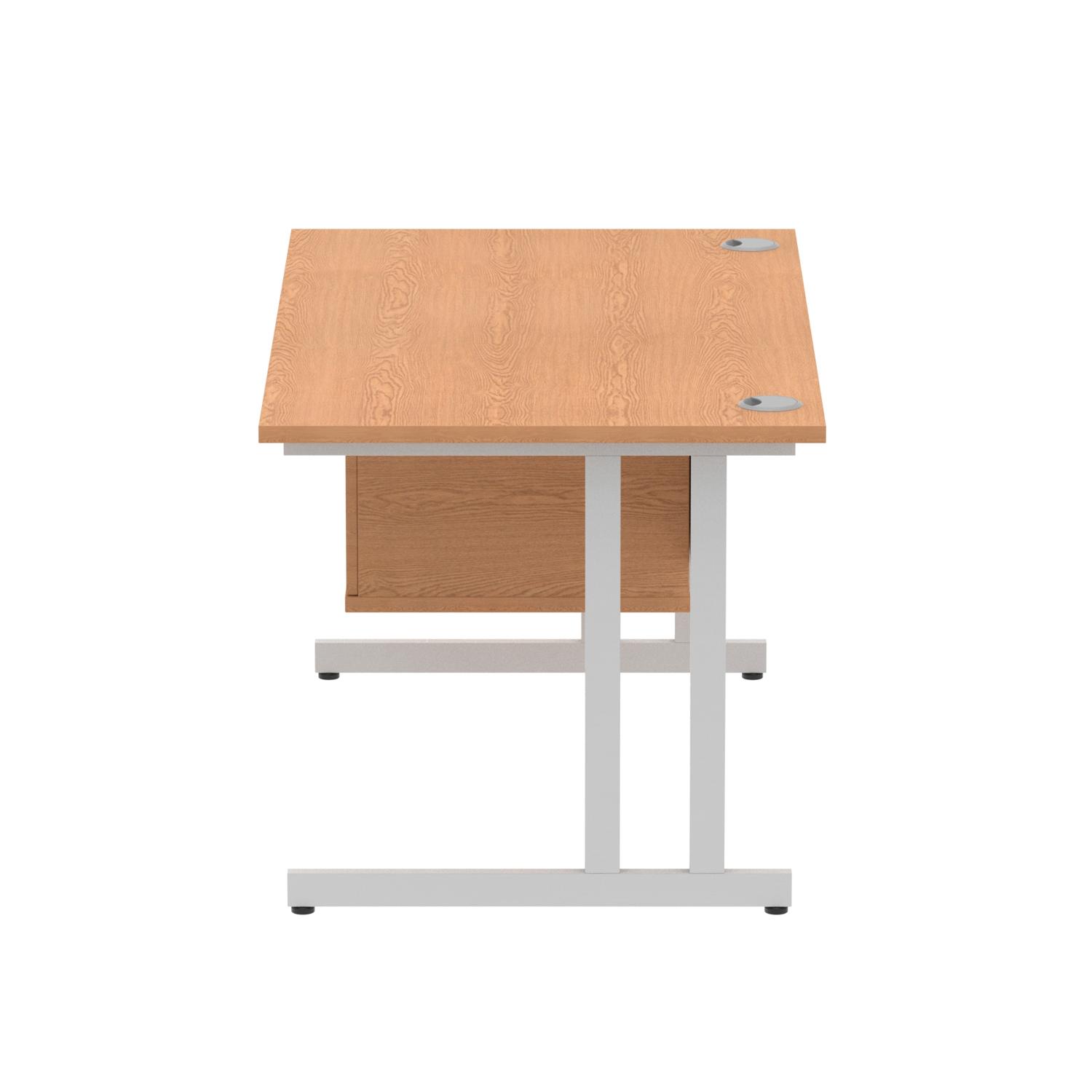 Impulse 1400 x 800mm Straight Office Desk Oak Top Silver Cantilever Leg Workstation 1 x 2 Drawer Fixed Pedestal Impulse 1400 x 800mm Straight Office Desk Oak Top Silver Cantilever Leg Workstation 1 x 2 Drawer Fixed Pedestal