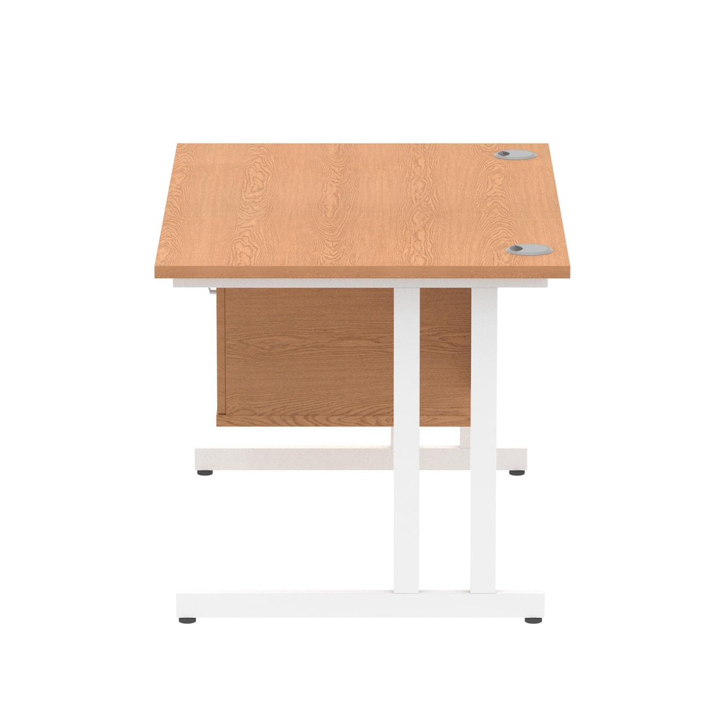 Impulse 1200 x 800mm Straight Office Desk Oak Top White Cantilever Leg Workstation 1 x 2 Drawer Fixed Pedestal