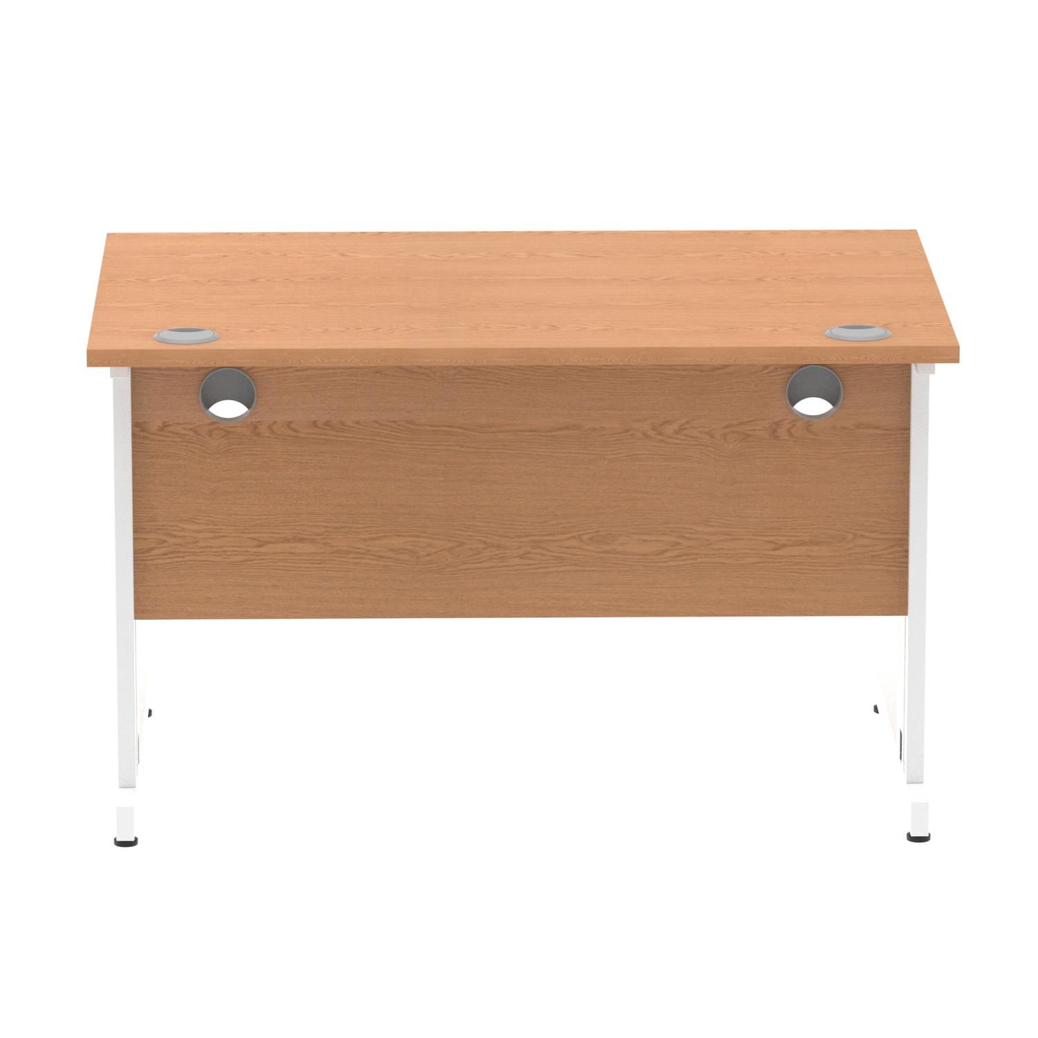 Impulse 1200 x 800mm Straight Office Desk Oak Top White Cable Managed Leg