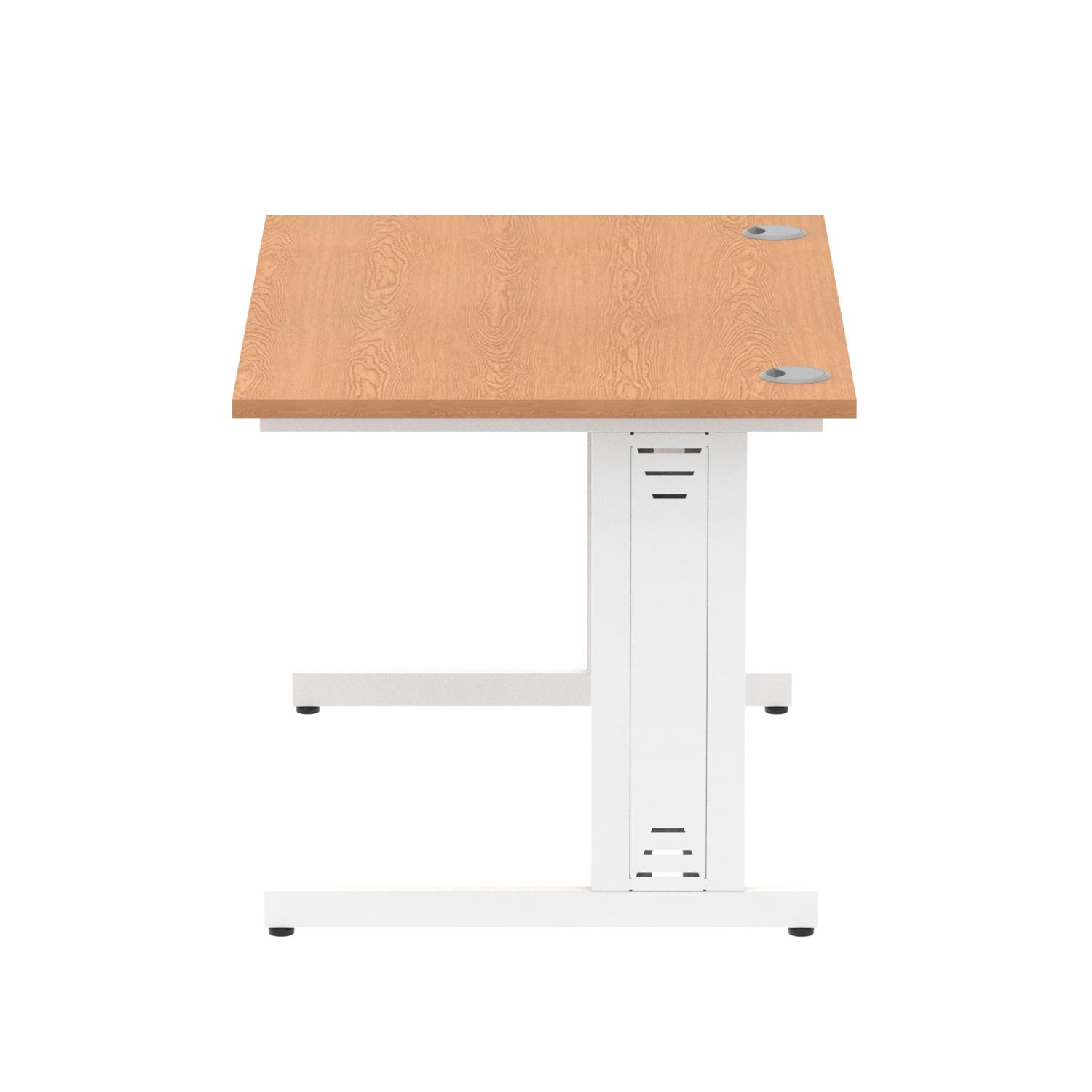 Impulse 1200 x 800mm Straight Office Desk Oak Top White Cable Managed Leg