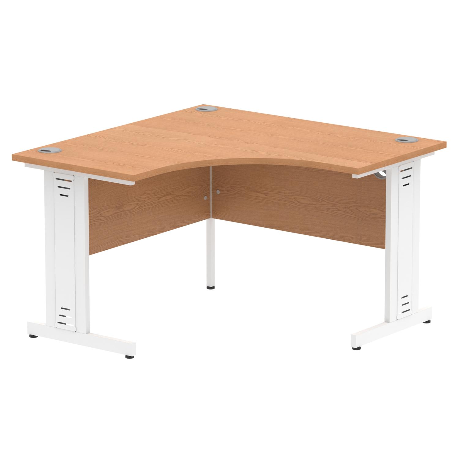 Impulse 1200mm Corner Office Desk Oak Top White Cable Managed Leg