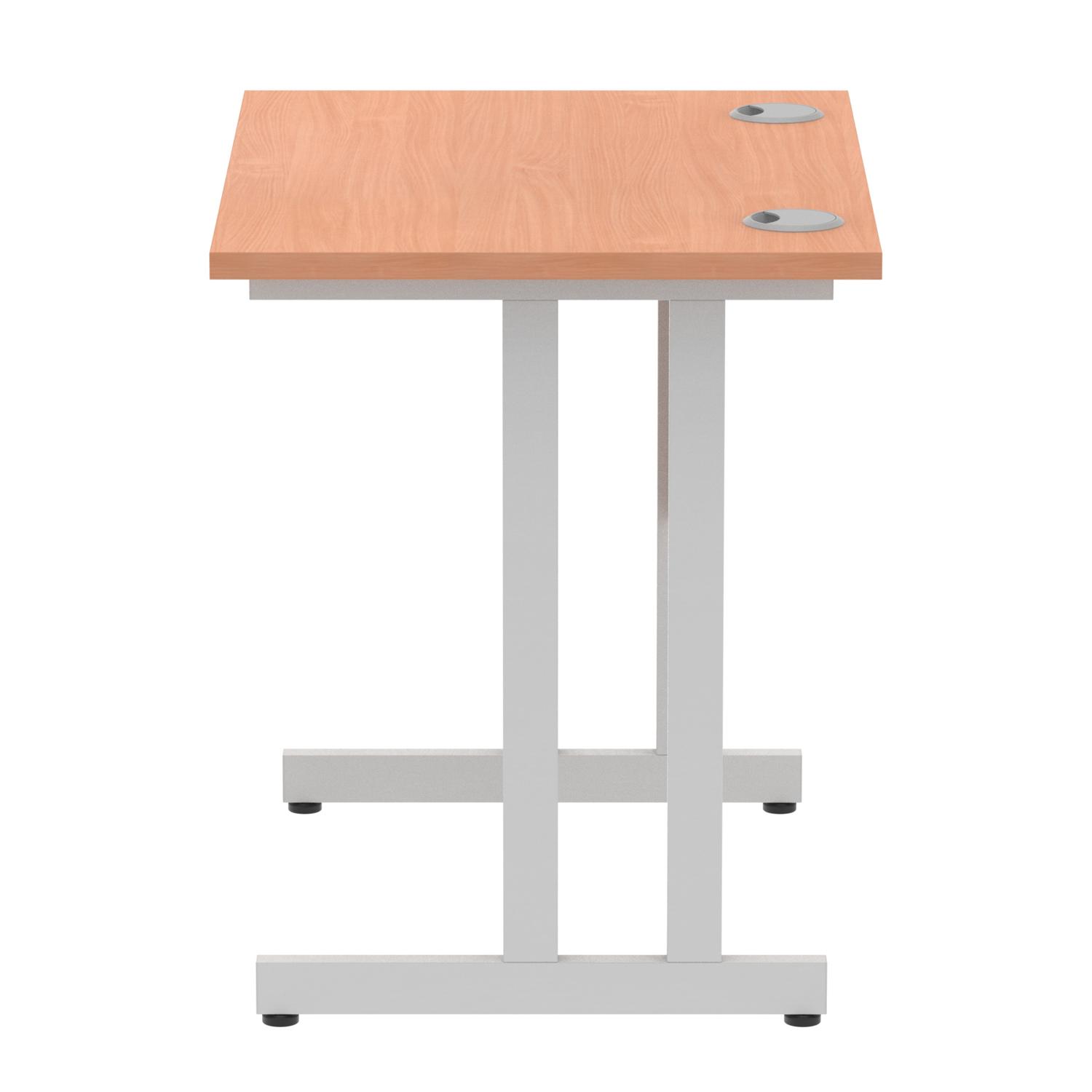 Impulse 800 x 600mm Straight Office Desk Beech Top Silver Cantilever Leg