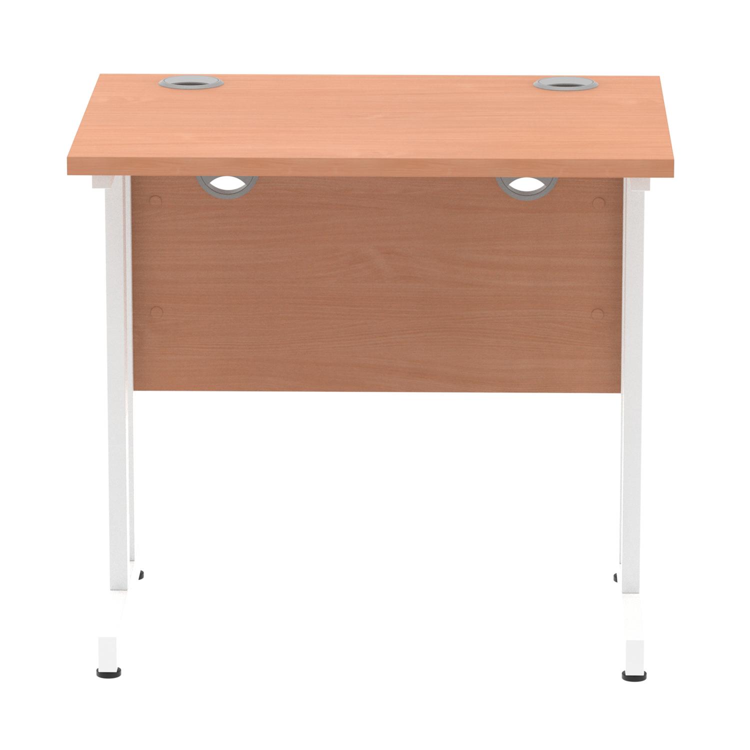 Impulse 800 x 600mm Straight Office Desk Beech Top White Cantilever Leg