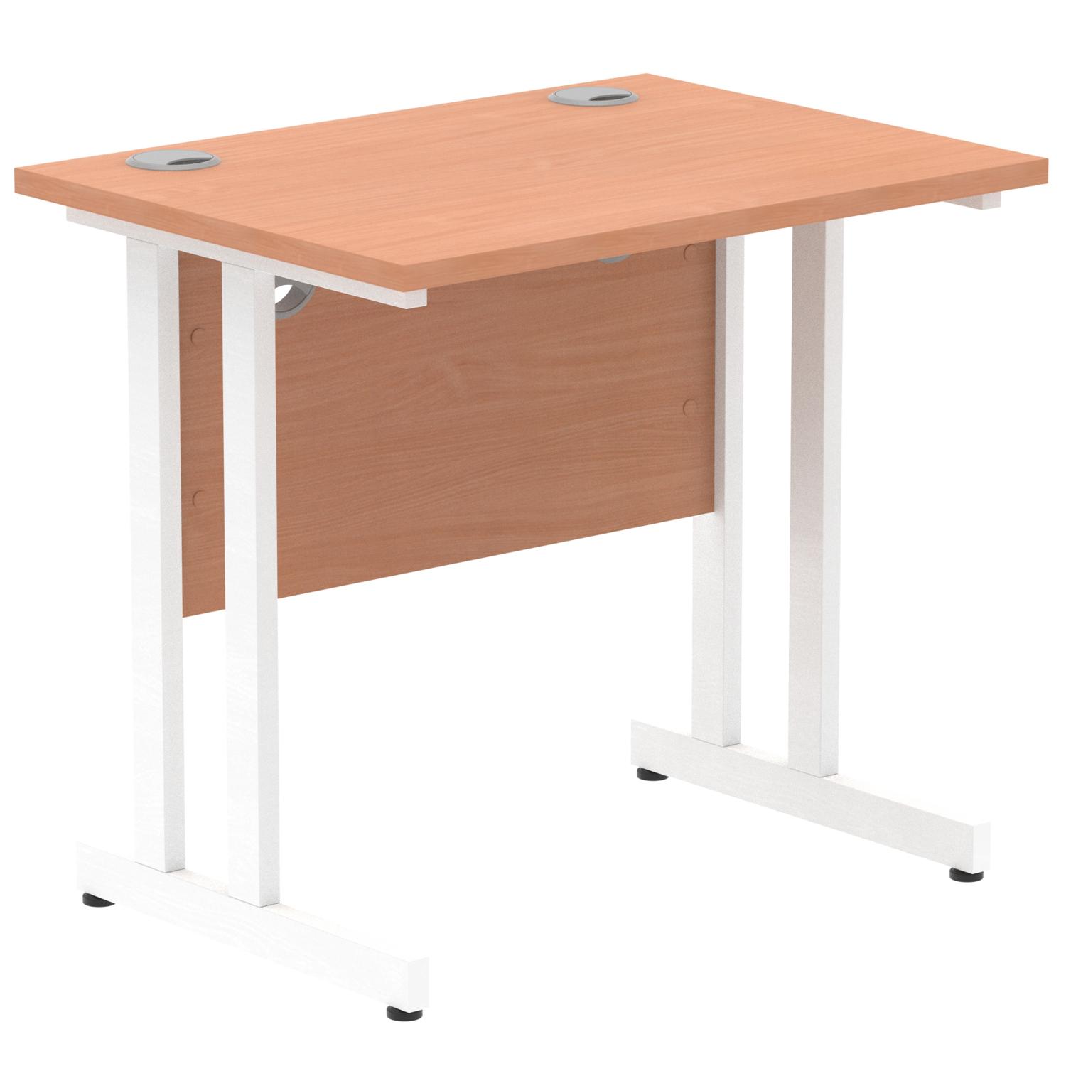 Impulse 800 x 600mm Straight Office Desk Beech Top White Cantilever Leg