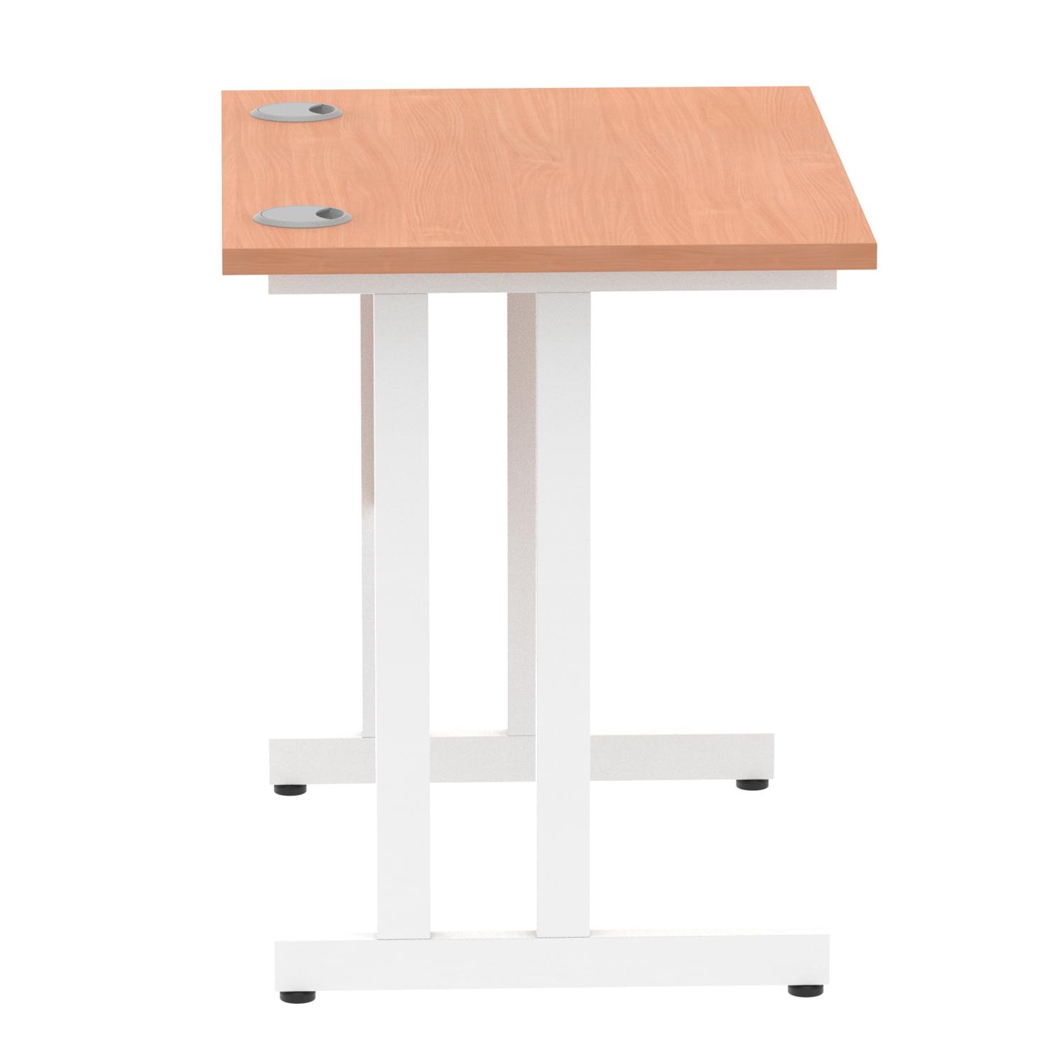 Impulse 800 x 600mm Straight Office Desk Beech Top White Cantilever Leg