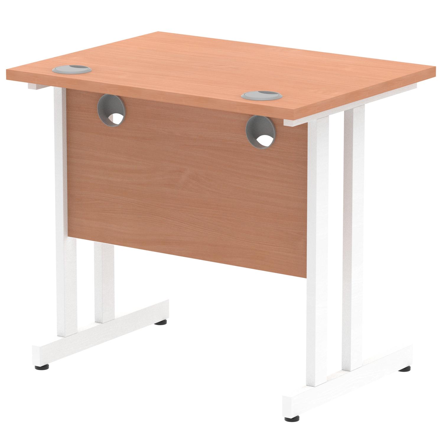 Impulse 800 x 600mm Straight Office Desk Beech Top White Cantilever Leg