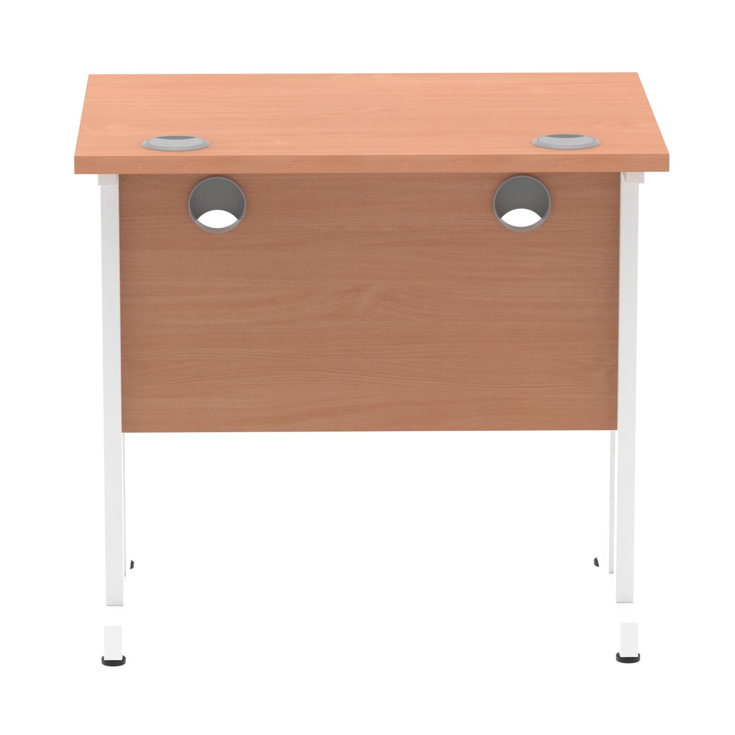 Impulse 800 x 600mm Straight Office Desk Beech Top White Cantilever Leg