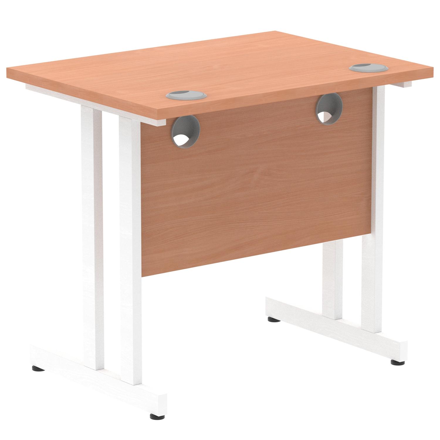 Impulse 800 x 600mm Straight Office Desk Beech Top White Cantilever Leg