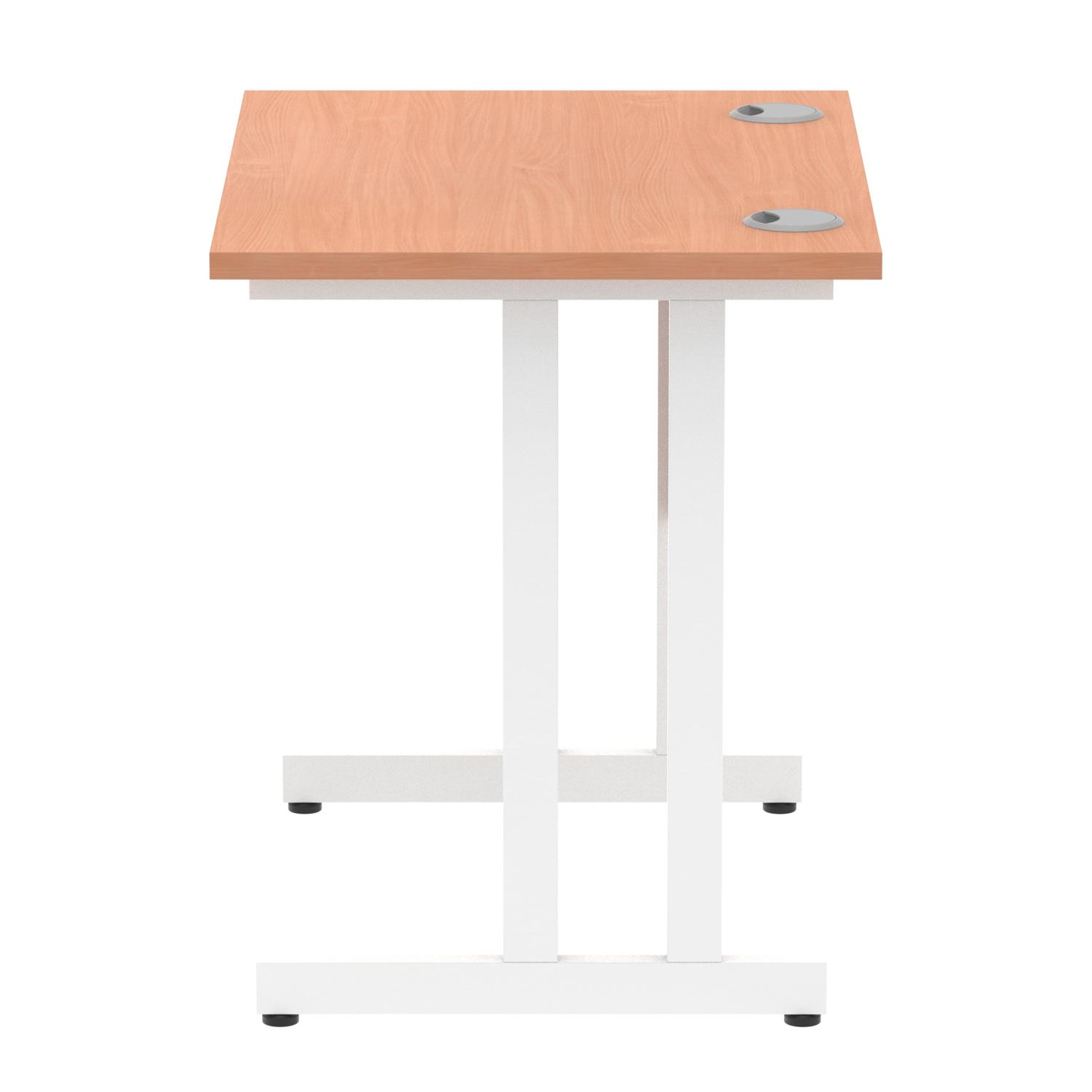 Impulse 800 x 600mm Straight Office Desk Beech Top White Cantilever Leg