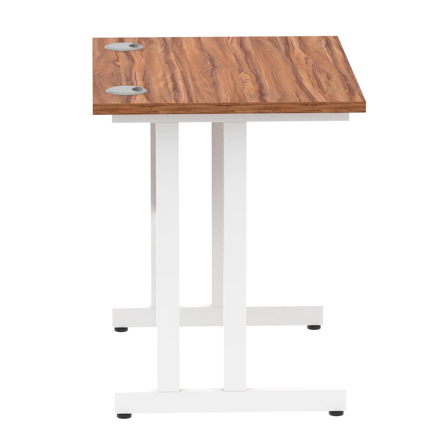 Impulse 800 x 600mm Straight Office Desk Walnut Top White Cantilever Leg
