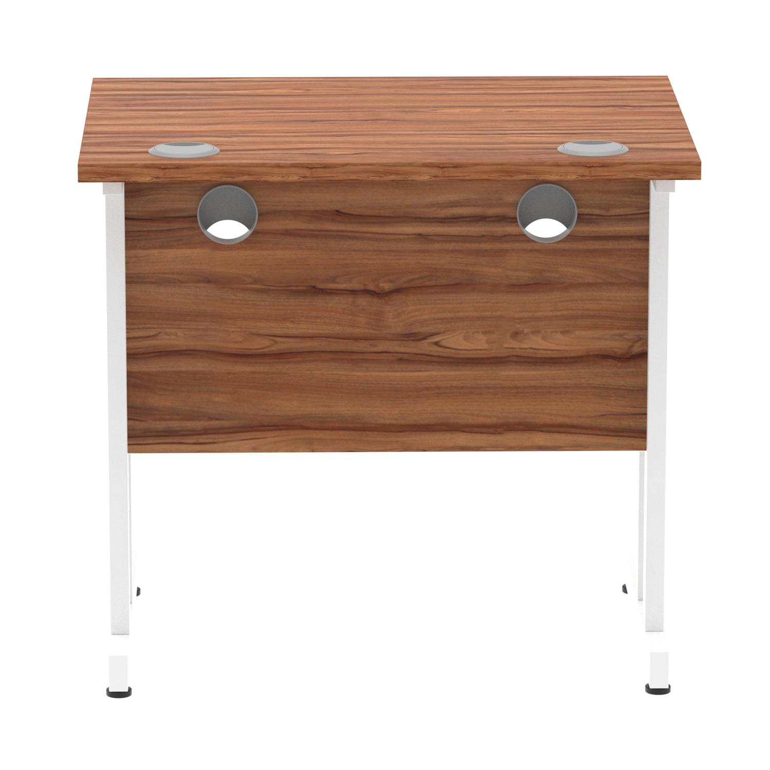 Impulse 800 x 600mm Straight Office Desk Walnut Top White Cantilever Leg