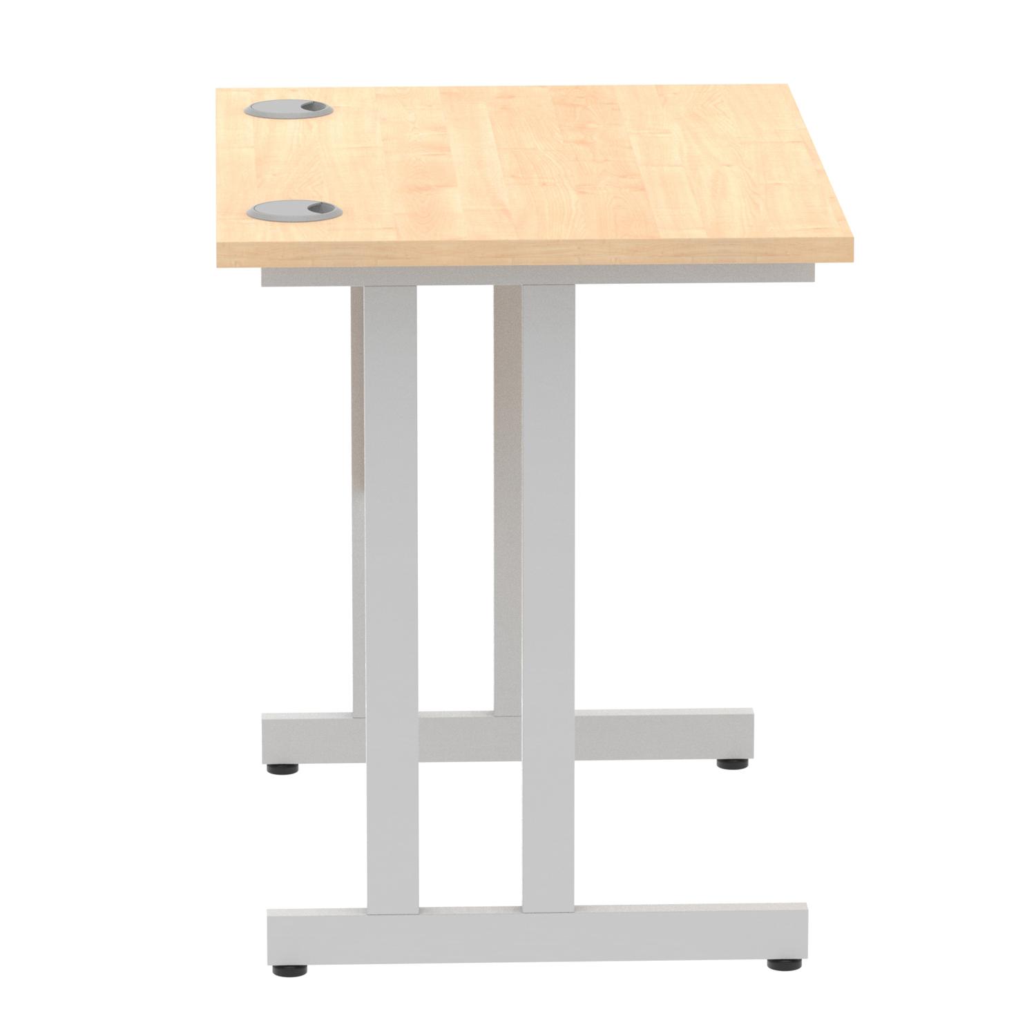 Impulse 800 x 600mm Straight Office Desk Maple Top Silver Cantilever Leg