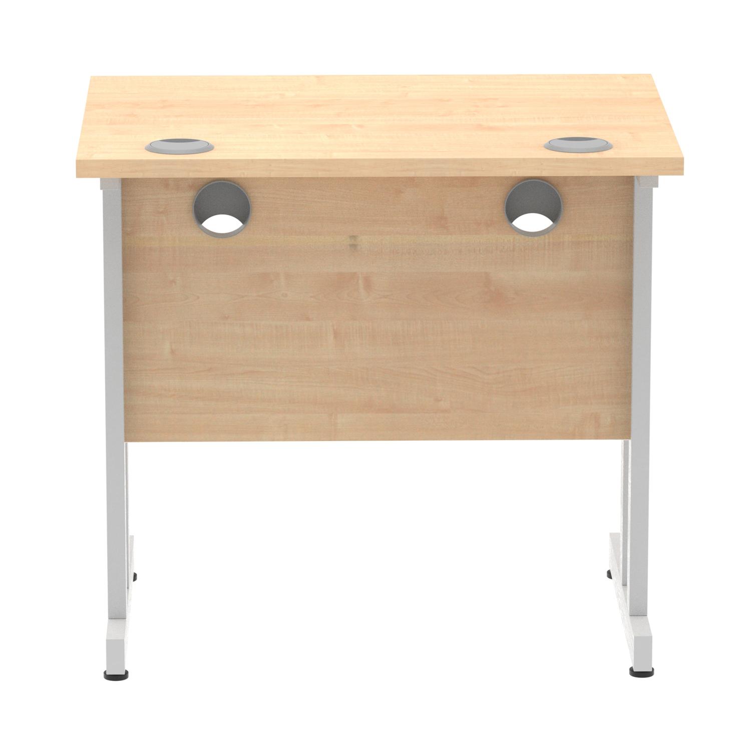 Impulse 800 x 600mm Straight Office Desk Maple Top Silver Cantilever Leg