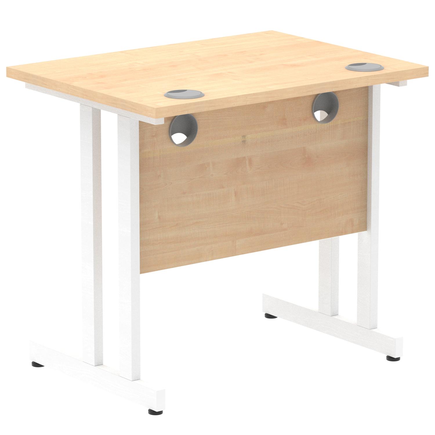 Impulse 800 x 600mm Straight Office Desk Maple Top White Cantilever Leg