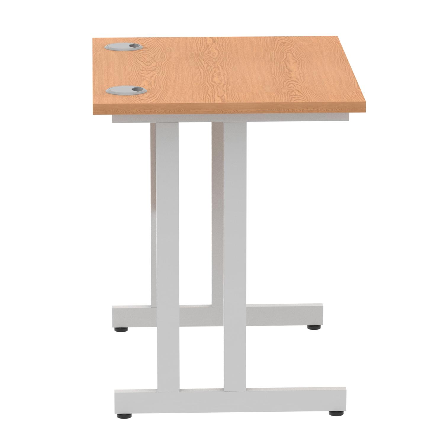 Impulse 800 x 600mm Straight Office Desk Oak Top Silver Cantilever Leg
