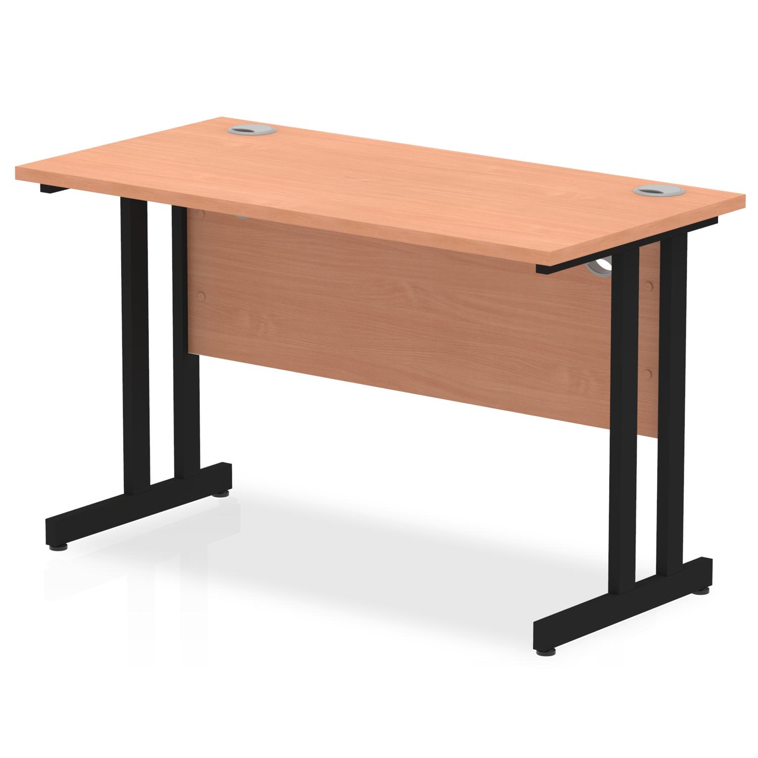 Impulse 1200 x 600mm Straight Office Desk Beech Top Black Cantilever Leg