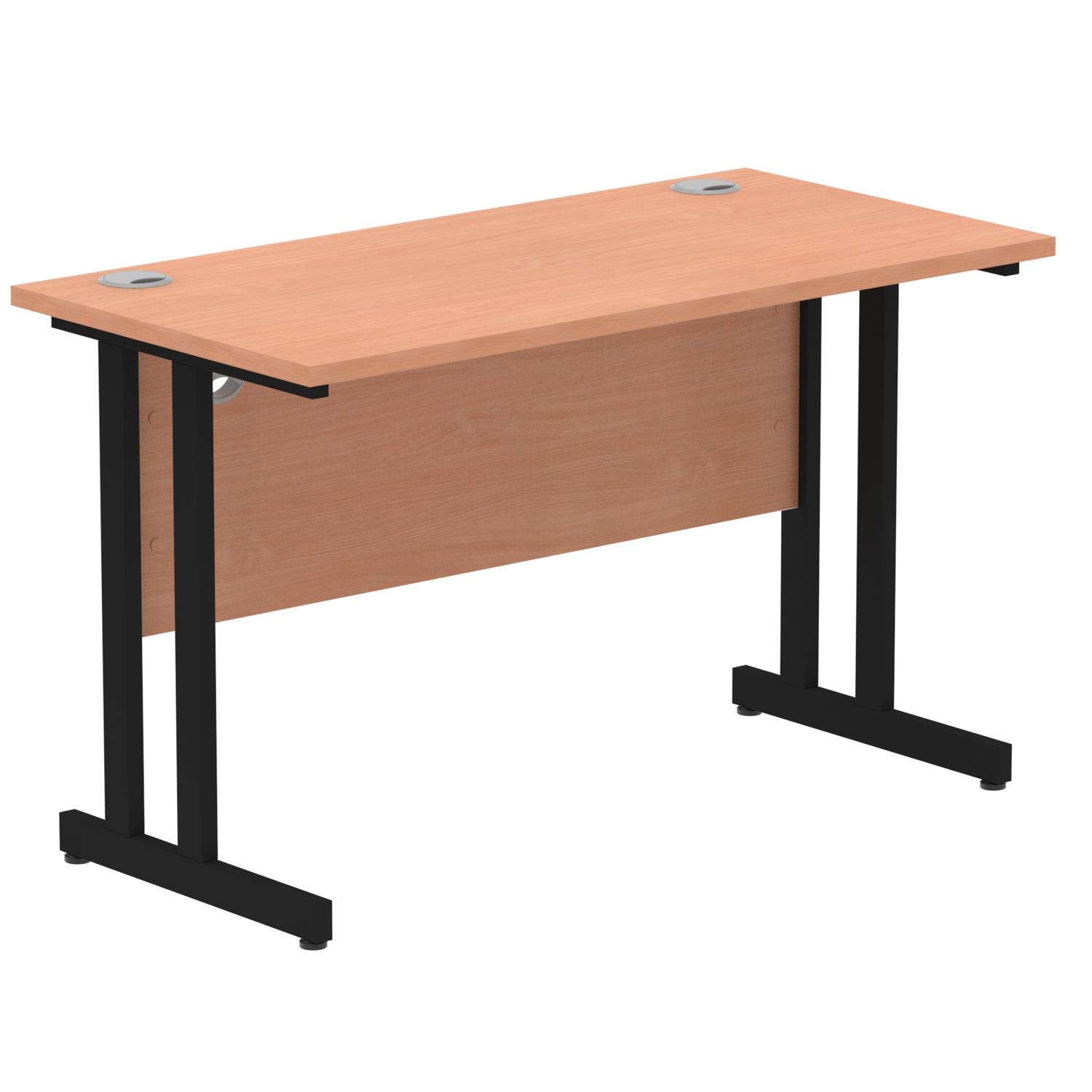 Impulse 1200 x 600mm Straight Office Desk Beech Top Black Cantilever Leg