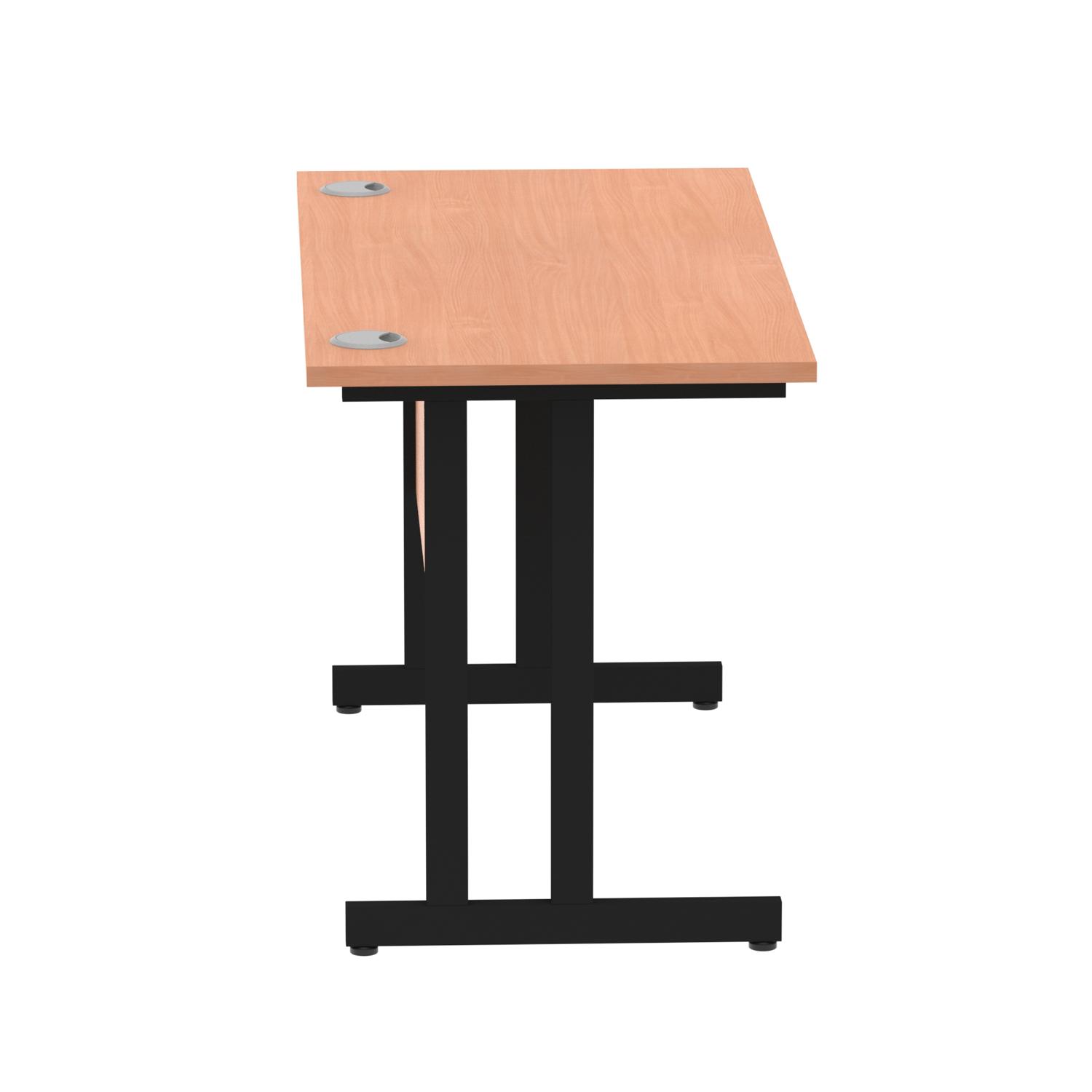Impulse 1200 x 600mm Straight Office Desk Beech Top Black Cantilever Leg