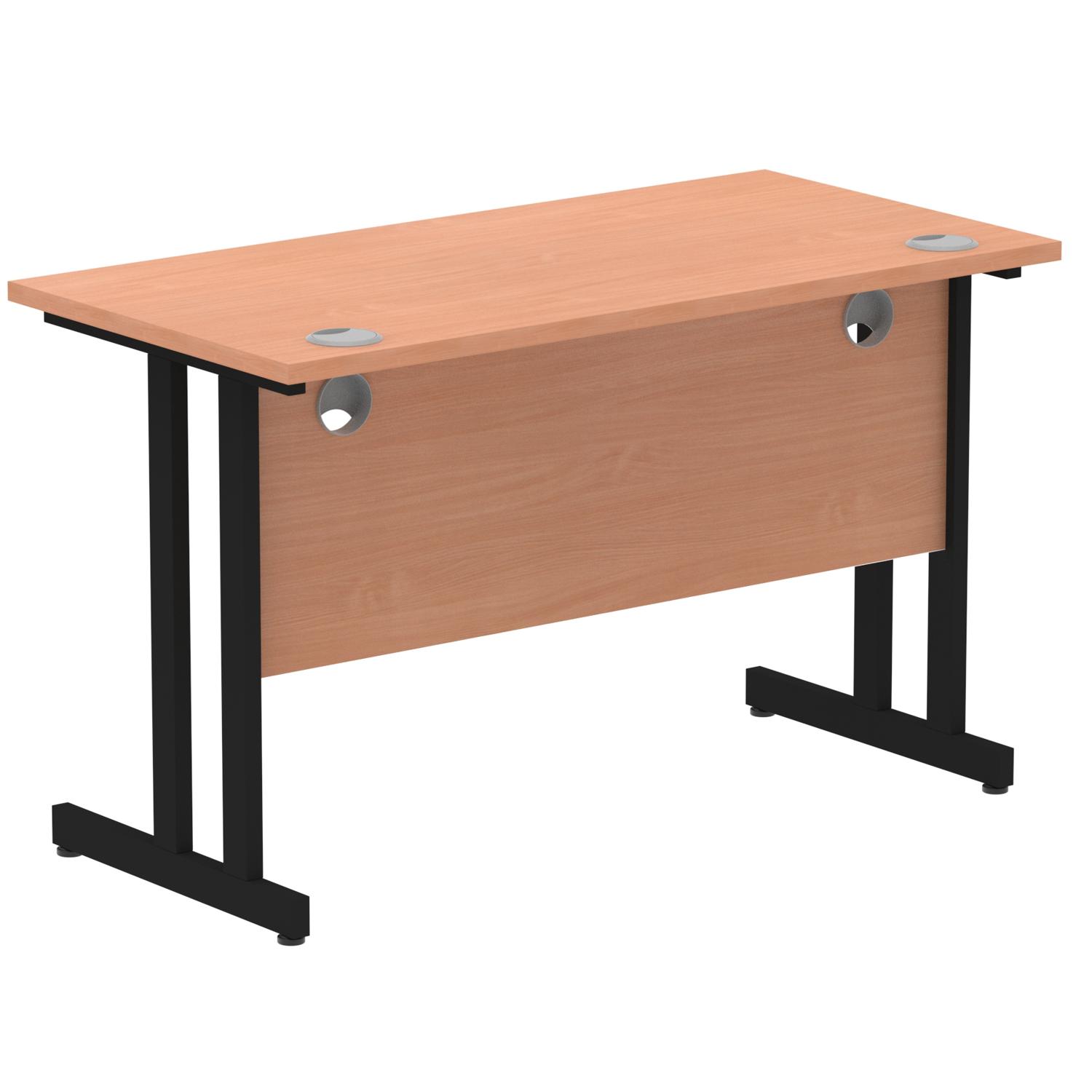 Impulse 1200 x 600mm Straight Office Desk Beech Top Black Cantilever Leg