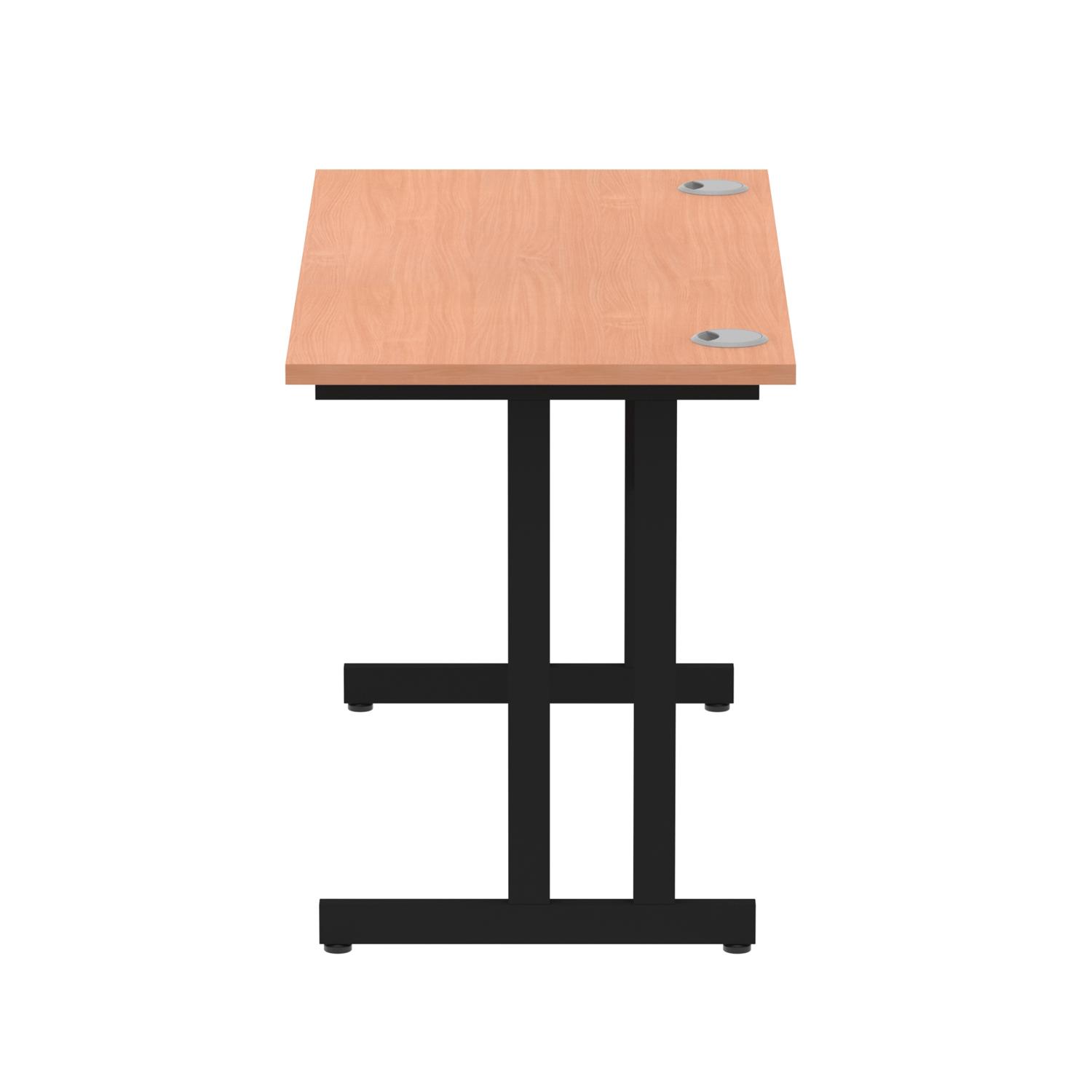 Impulse 1200 x 600mm Straight Office Desk Beech Top Black Cantilever Leg