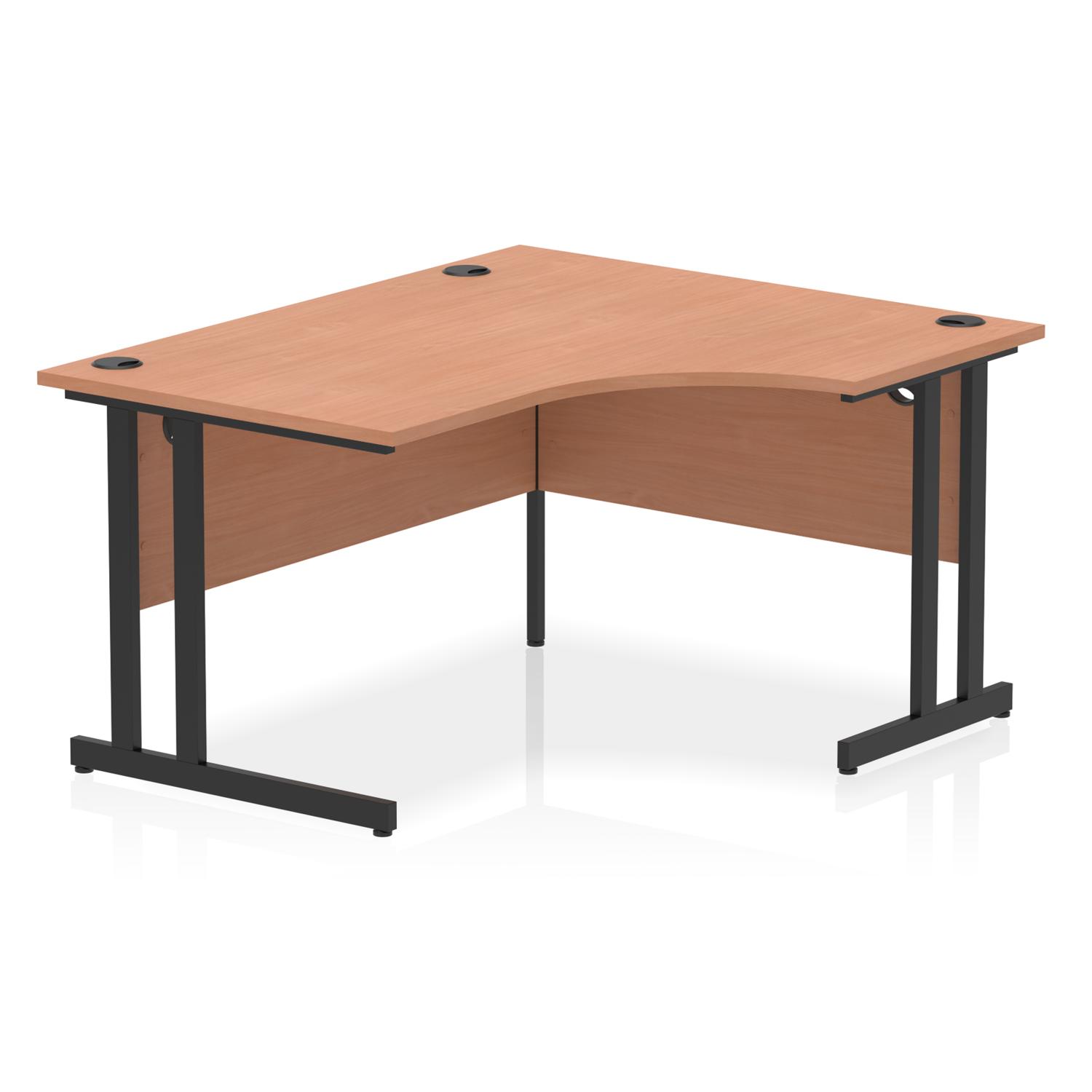 Impulse 1400mm Right Crescent Office Desk Beech Top Black Cantilever Leg